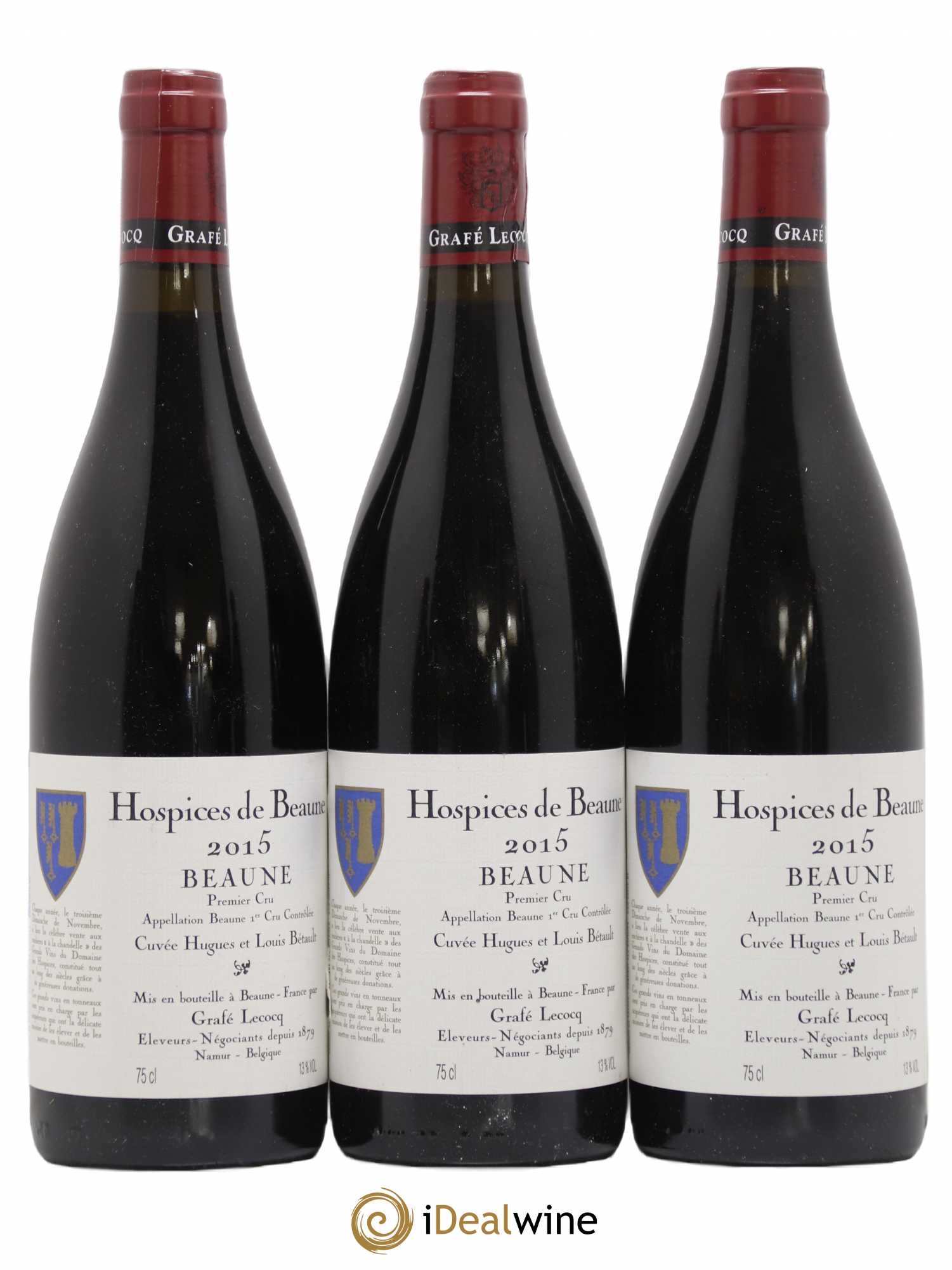 Beaune 1er Cru Cuvée Hugues et Louis Bétault Grafé Lecocq Hospices de Beaune 2015 - Posten von 6 Flaschen - 2