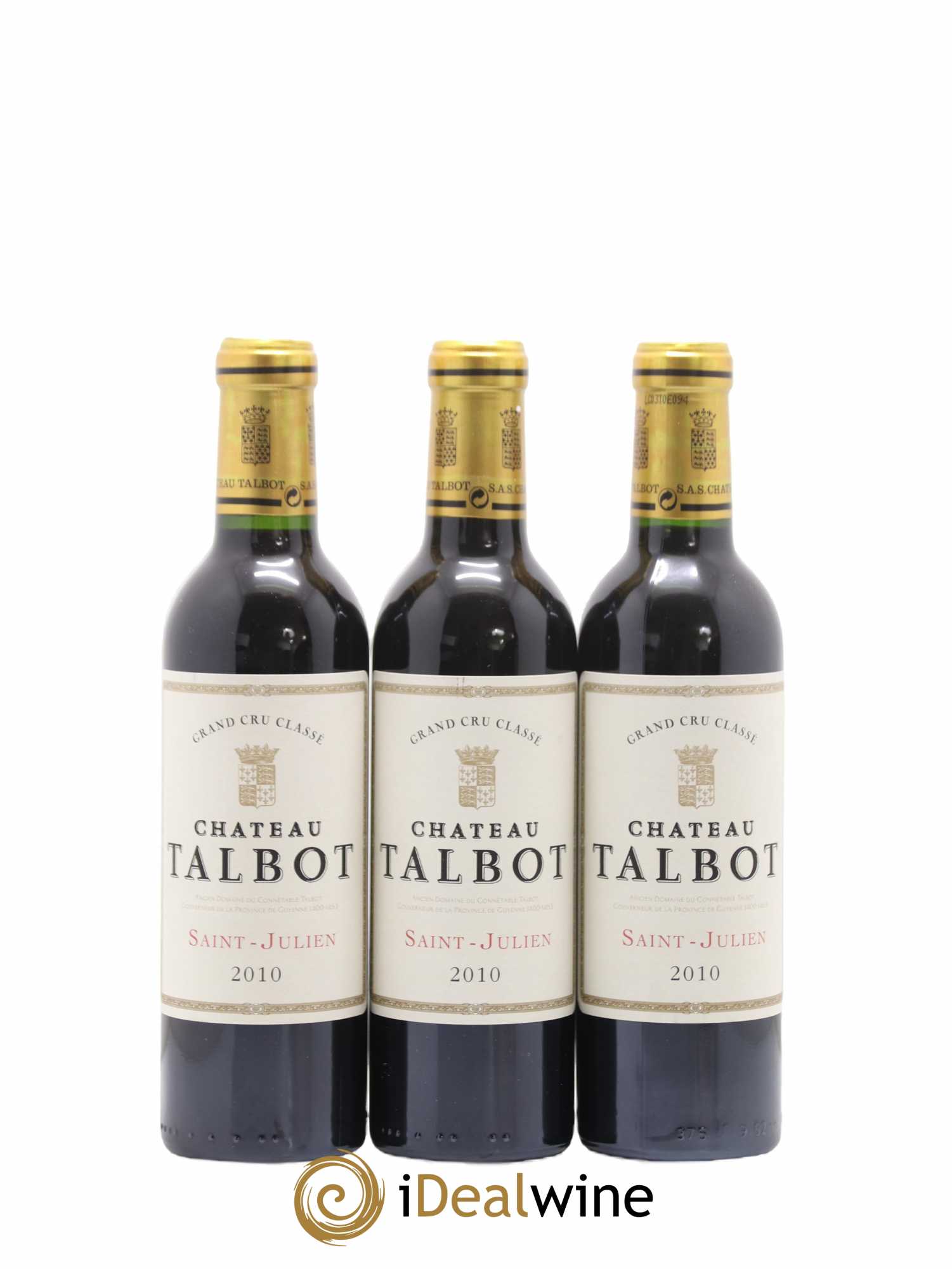 Château Talbot 4ème Grand Cru Classé 2010 - Lot de 3 demi bouteilles - 0
