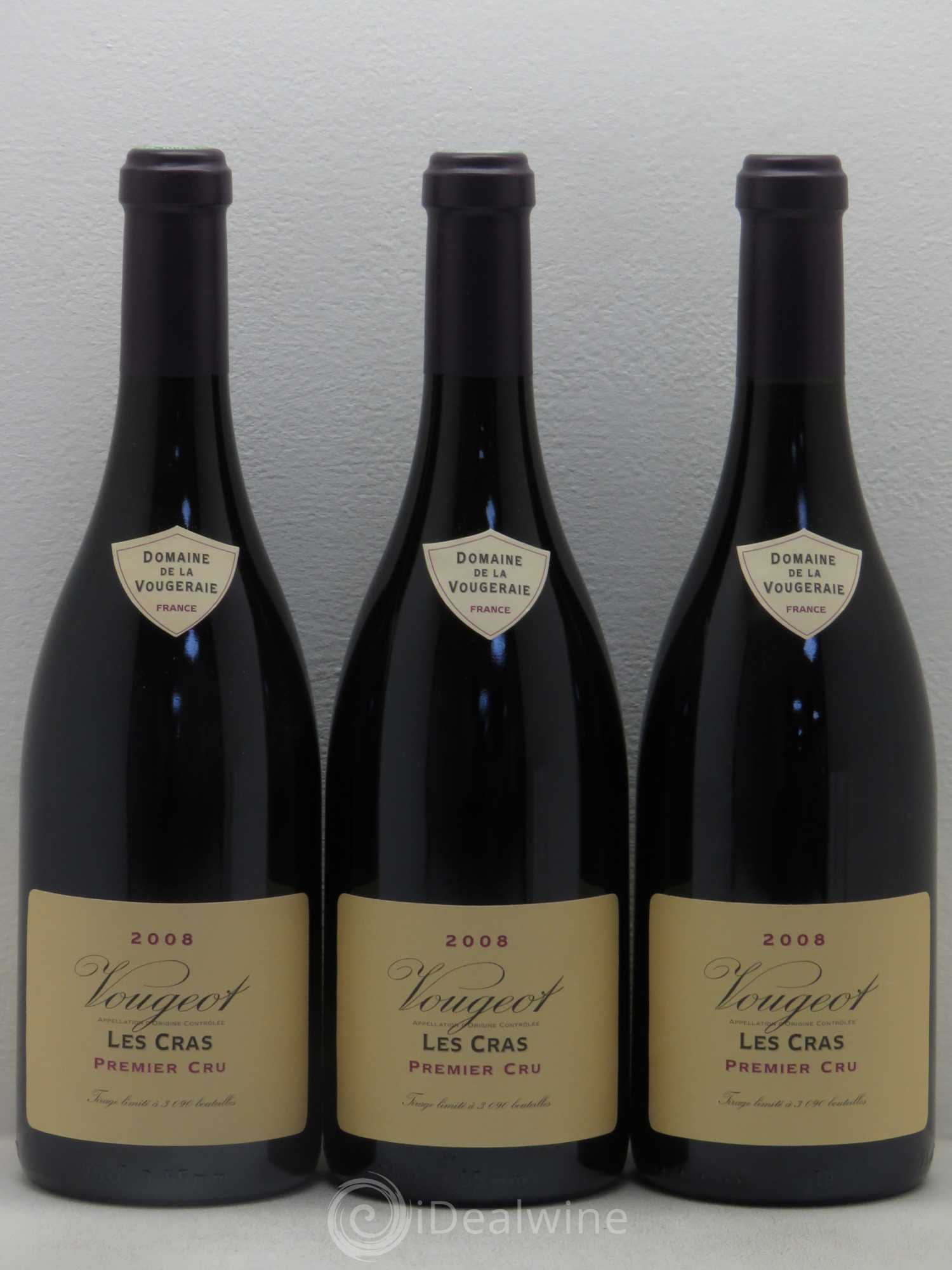 Vougeot 1er Cru Domaine de la Vougeraie 2008 - Posten von 3 Flaschen - 0
