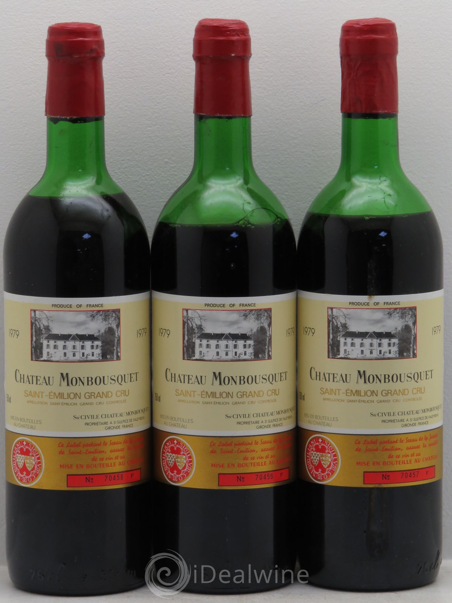 Château Monbousquet Grand Cru Classé 1979 - Lot de 3 bouteilles - 0