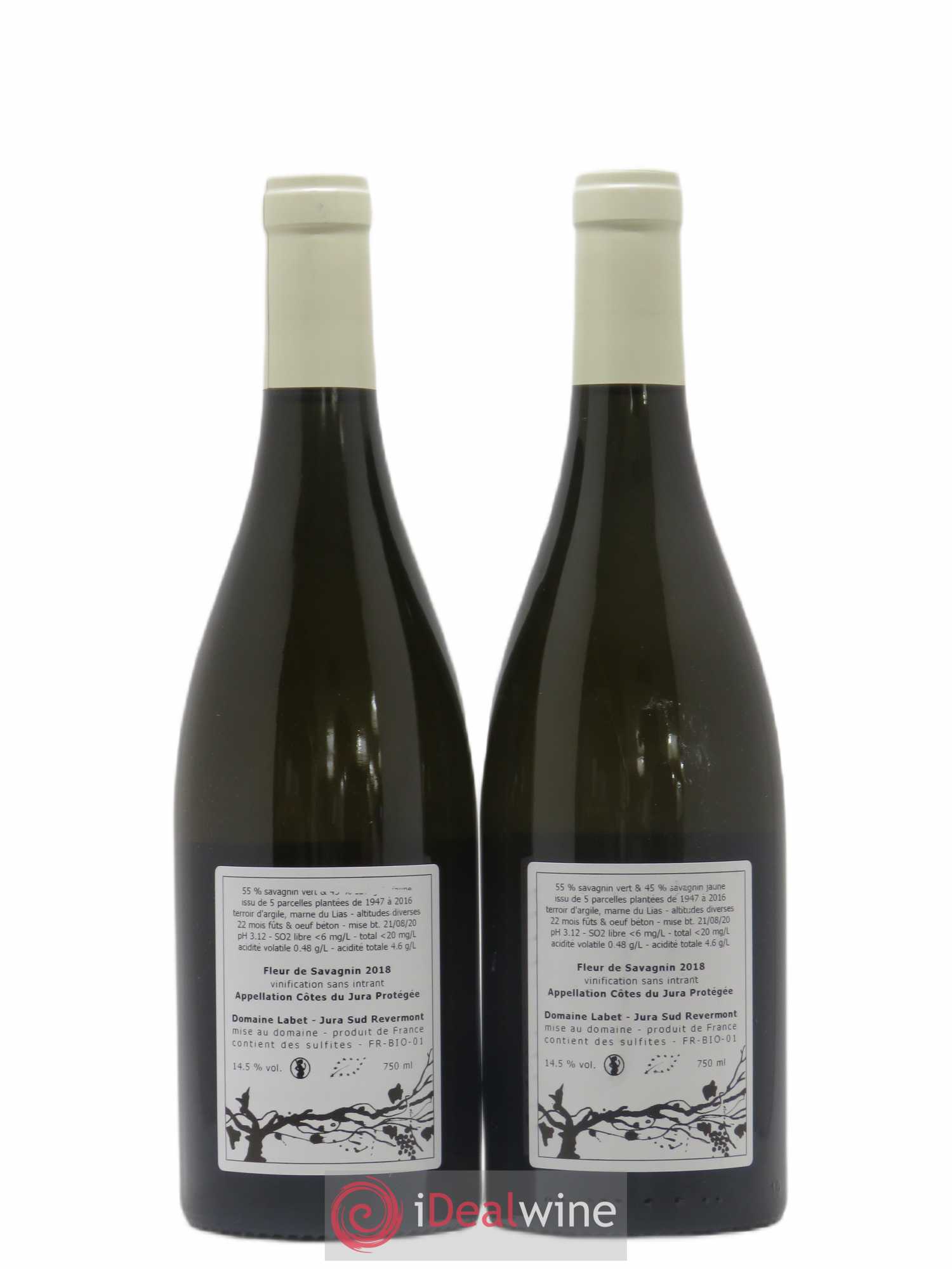 Côtes du Jura Fleur de Savagnin Romain - Julien - Charline Labet (sans prix de réserve) 2018 - Lot de 2 bouteilles - 1
