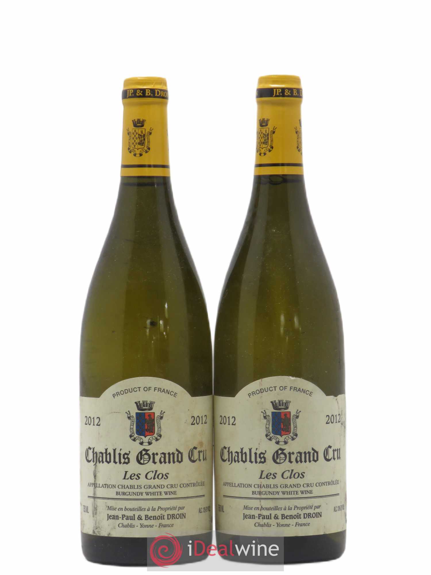 Chablis Grand Cru Les Clos Jean-Paul & Benoît Droin (Domaine) (sans prix de réserve) 2012 - Lot de 2 bouteilles - 0