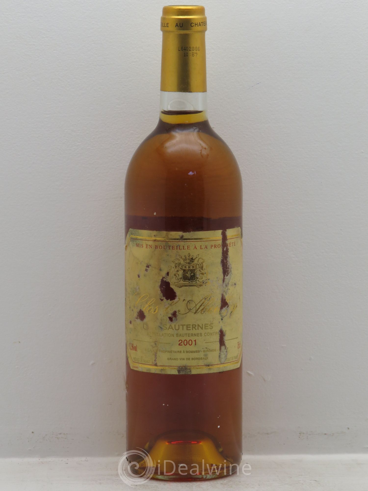 Sauternes Clos L'Abeilly 2001 - Posten von 1 Flasche - 0