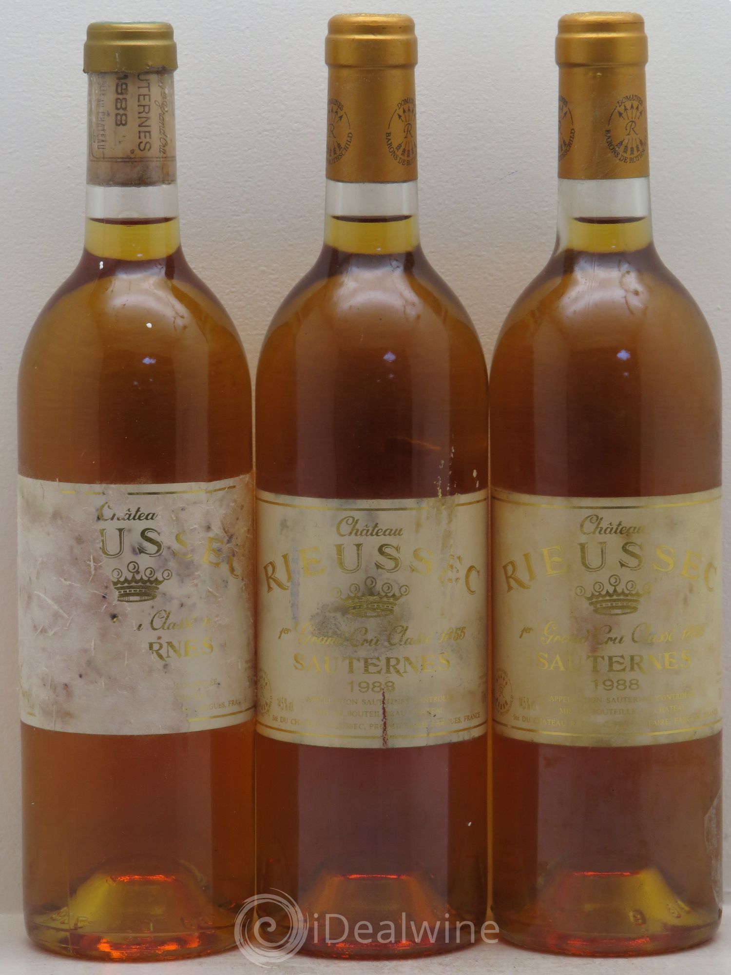 Château Rieussec 1er Grand Cru Classé 1 Capsule découpée 1988 - Posten von 3 Flaschen - 0