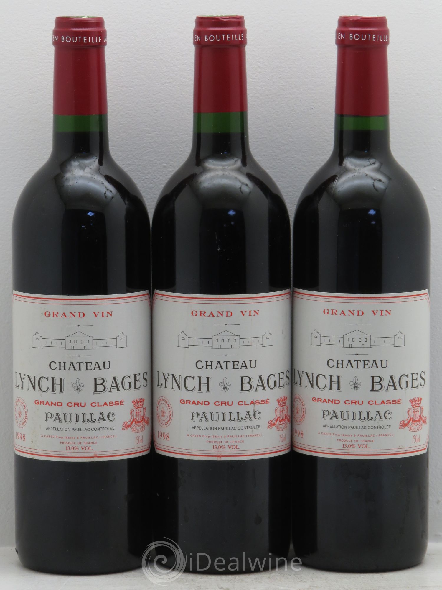 Château Lynch Bages 5ème Grand Cru Classé 1998 - Lot de 3 bouteilles - 0
