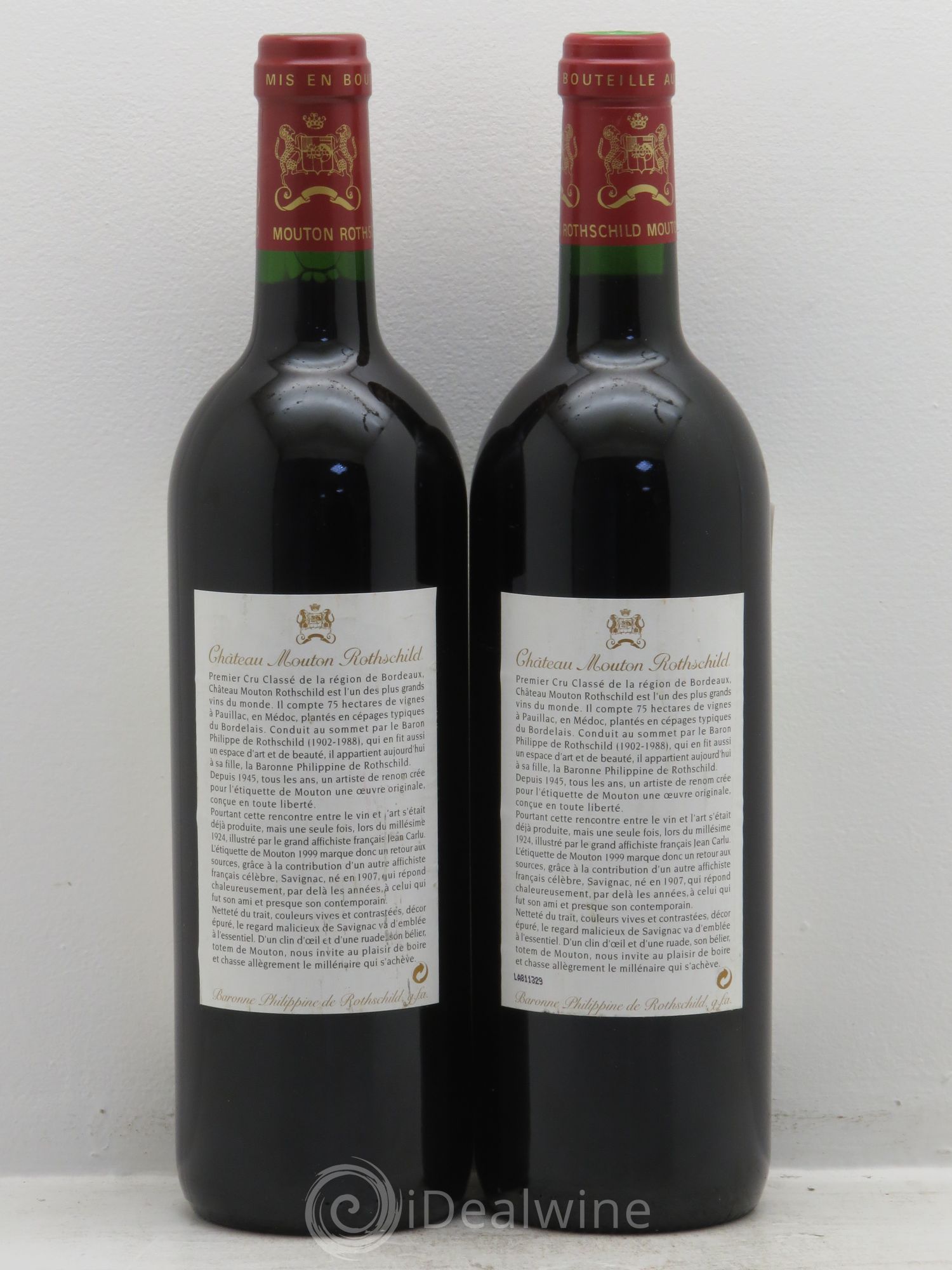 Château Mouton Rothschild 1er Grand Cru Classé 1999 - Lot de 2 bouteilles - 1