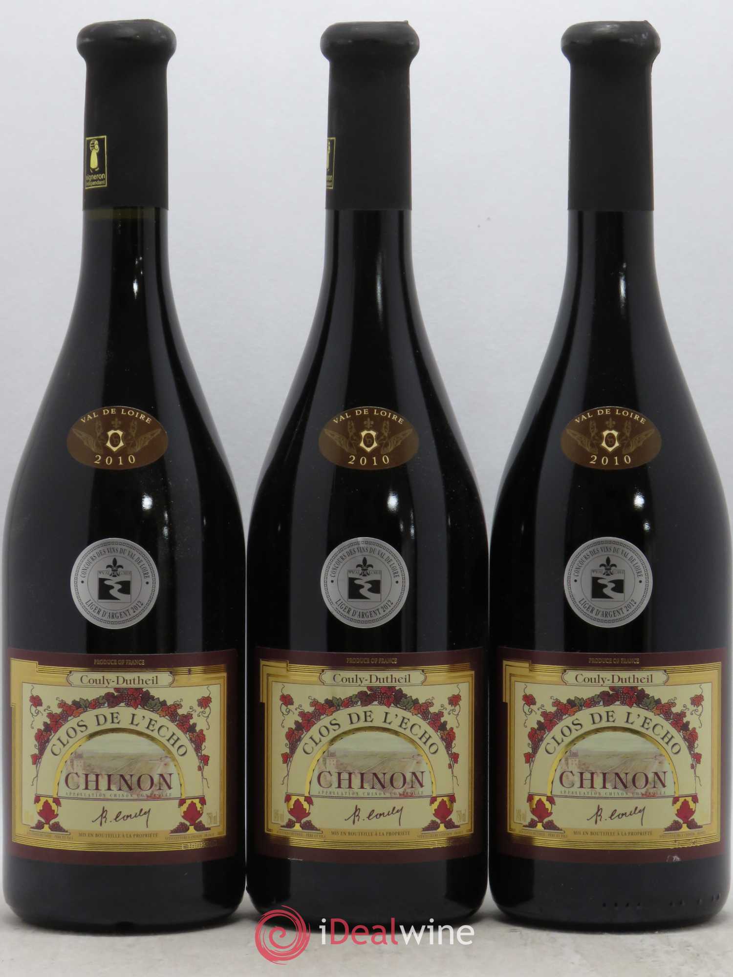 Chinon Clos de l'Echo Couly-Dutheil 2010 - Lot de 3 bouteilles - 0