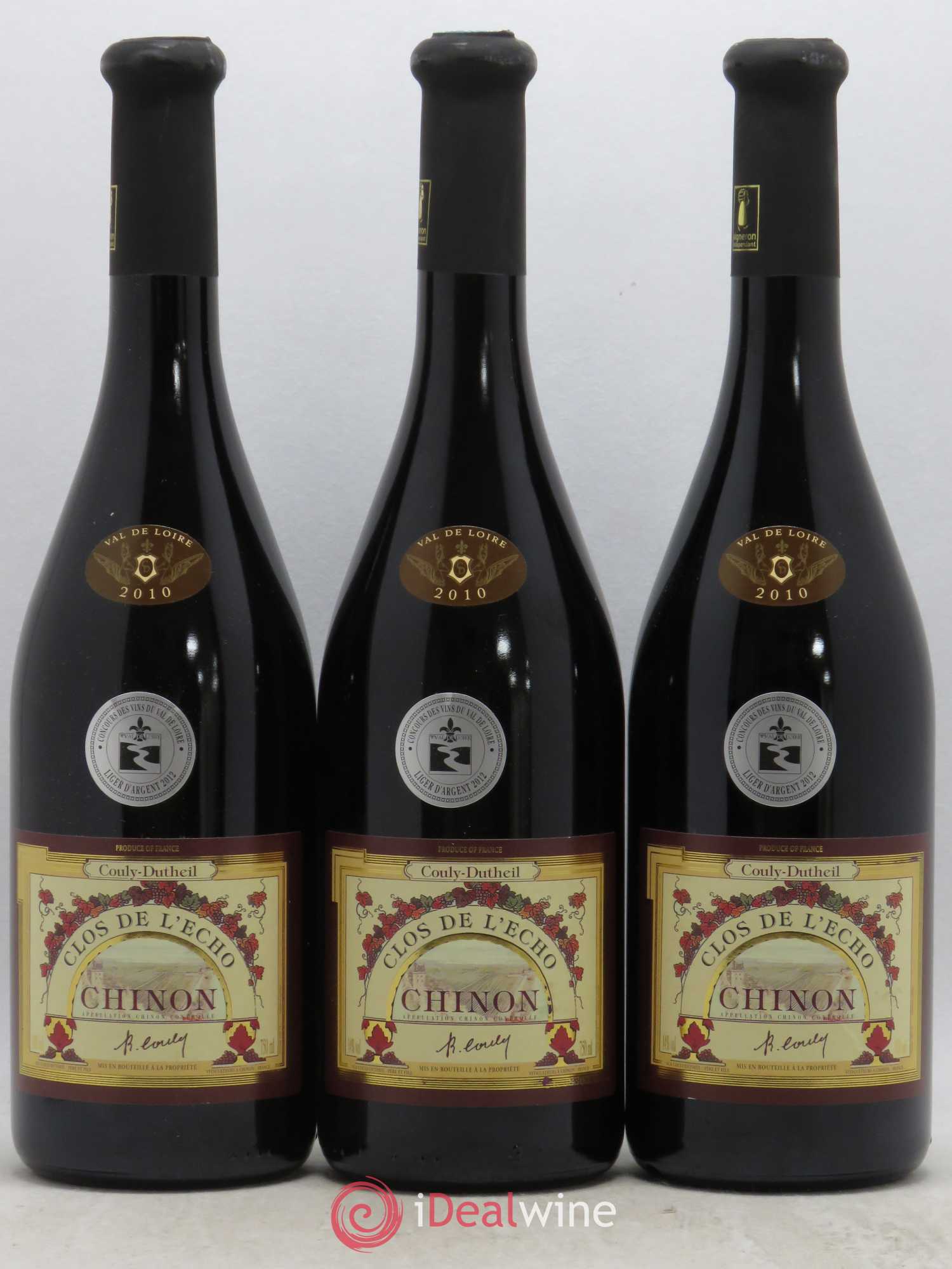 Chinon Clos de l'Echo Couly-Dutheil 2010 - Lot de 3 bouteilles - 0