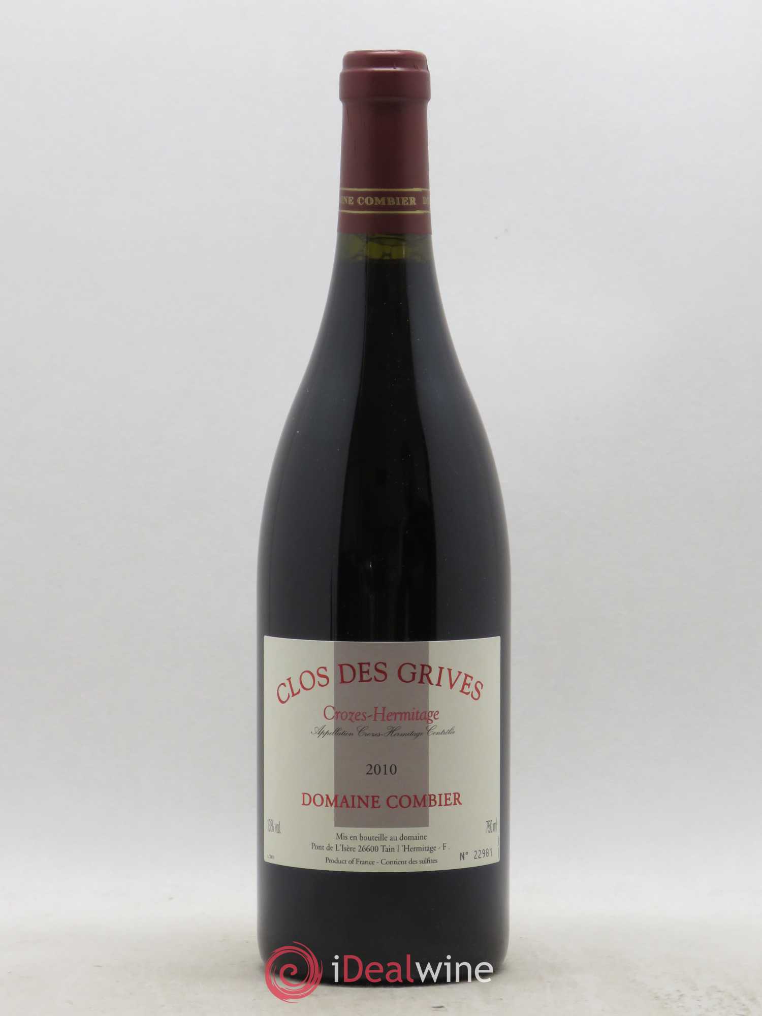Crozes-Hermitage Clos des Grives Combier 2010 - Lot de 1 bouteille - 0