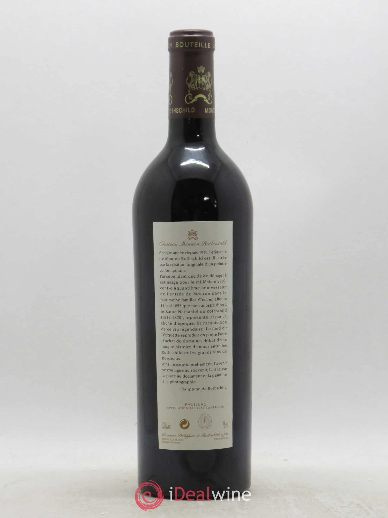 Château Mouton Rothschild 1er Grand Cru Classé 2003 - Lot de 1 bouteille - 1
