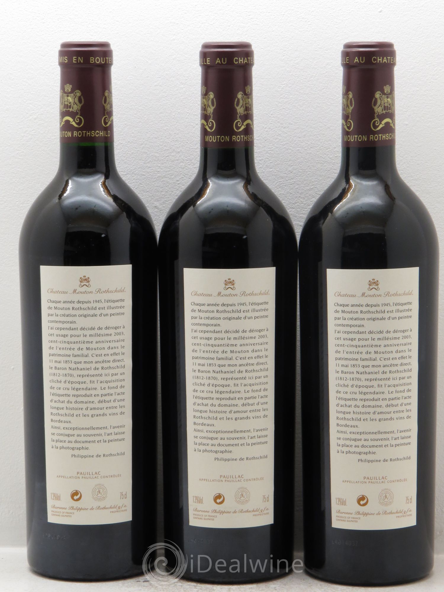 Château Mouton Rothschild 1er Grand Cru Classé 2003 - Lot de 6 bouteilles - 2