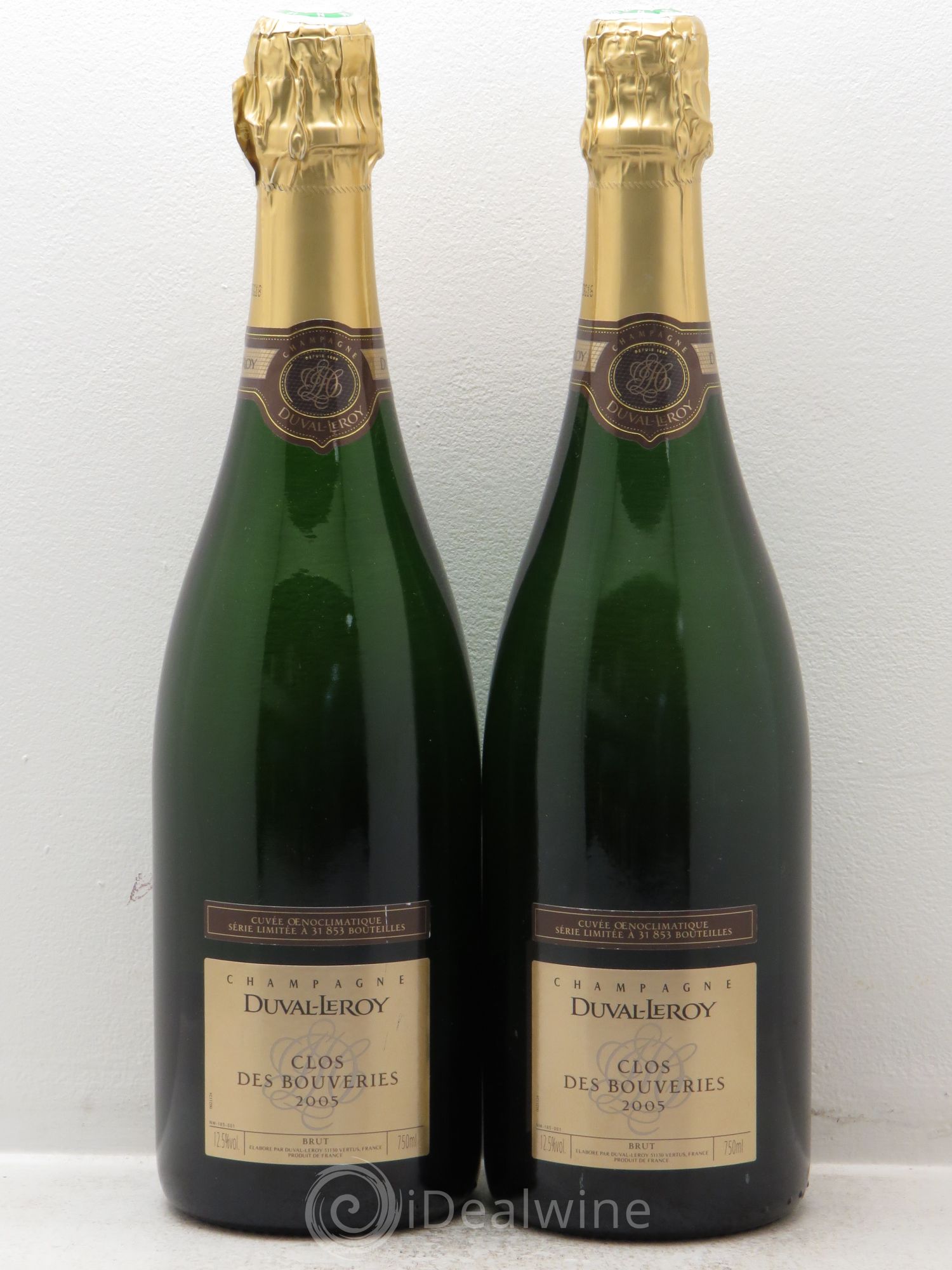 Champagne Clos des bouveries cuvée Oenoclimatique Duval Leroy 2005 - Posten von 2 Flaschen - 0