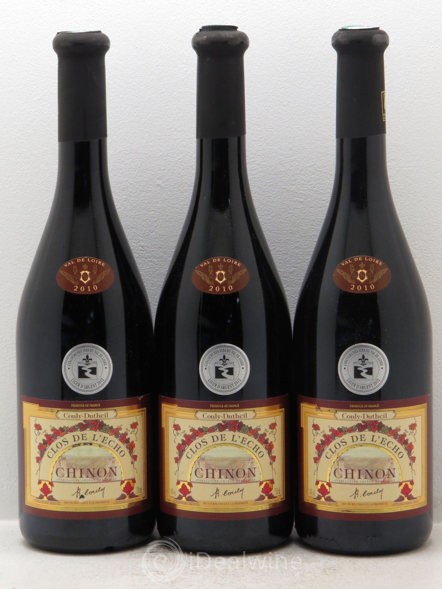 Chinon Clos de l'Echo Couly-Dutheil 2010 - Lot de 3 bouteilles - 0