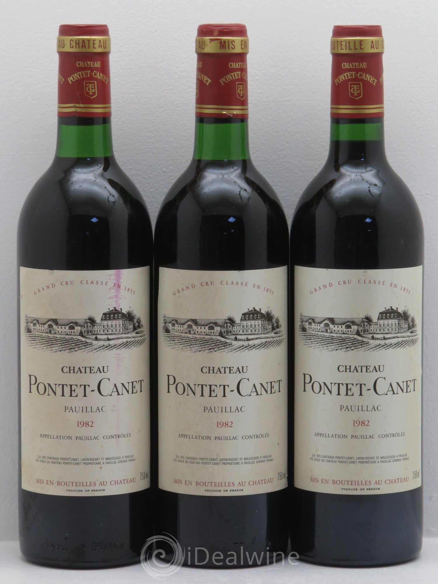 Château Pontet Canet 5ème Grand Cru Classé 1982 - Lot de 3 bouteilles - 0