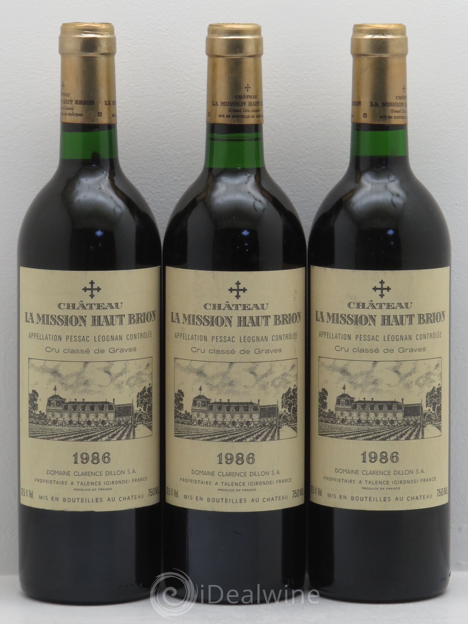 Château la Mission Haut-Brion Cru Classé de Graves 1986 - Lot de 3 bouteilles - 0