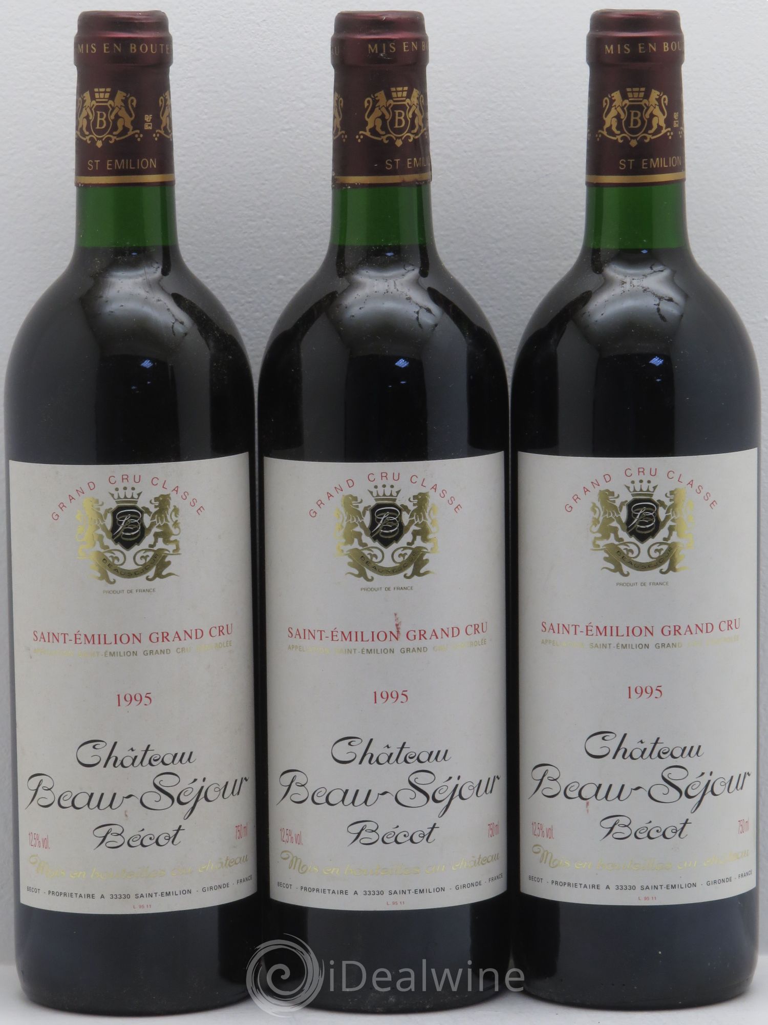 Château Beau-Séjour Bécot 1er Grand Cru Classé B 1995 - Lot de 3 bouteilles - 0