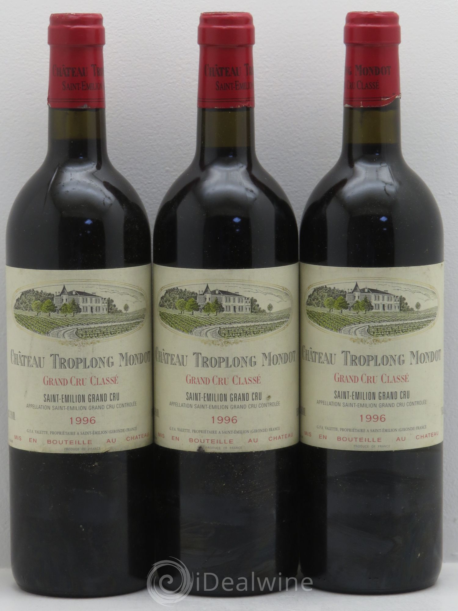 Château Troplong Mondot 1er Grand Cru Classé B 1996 - Lot de 3 bouteilles - 0