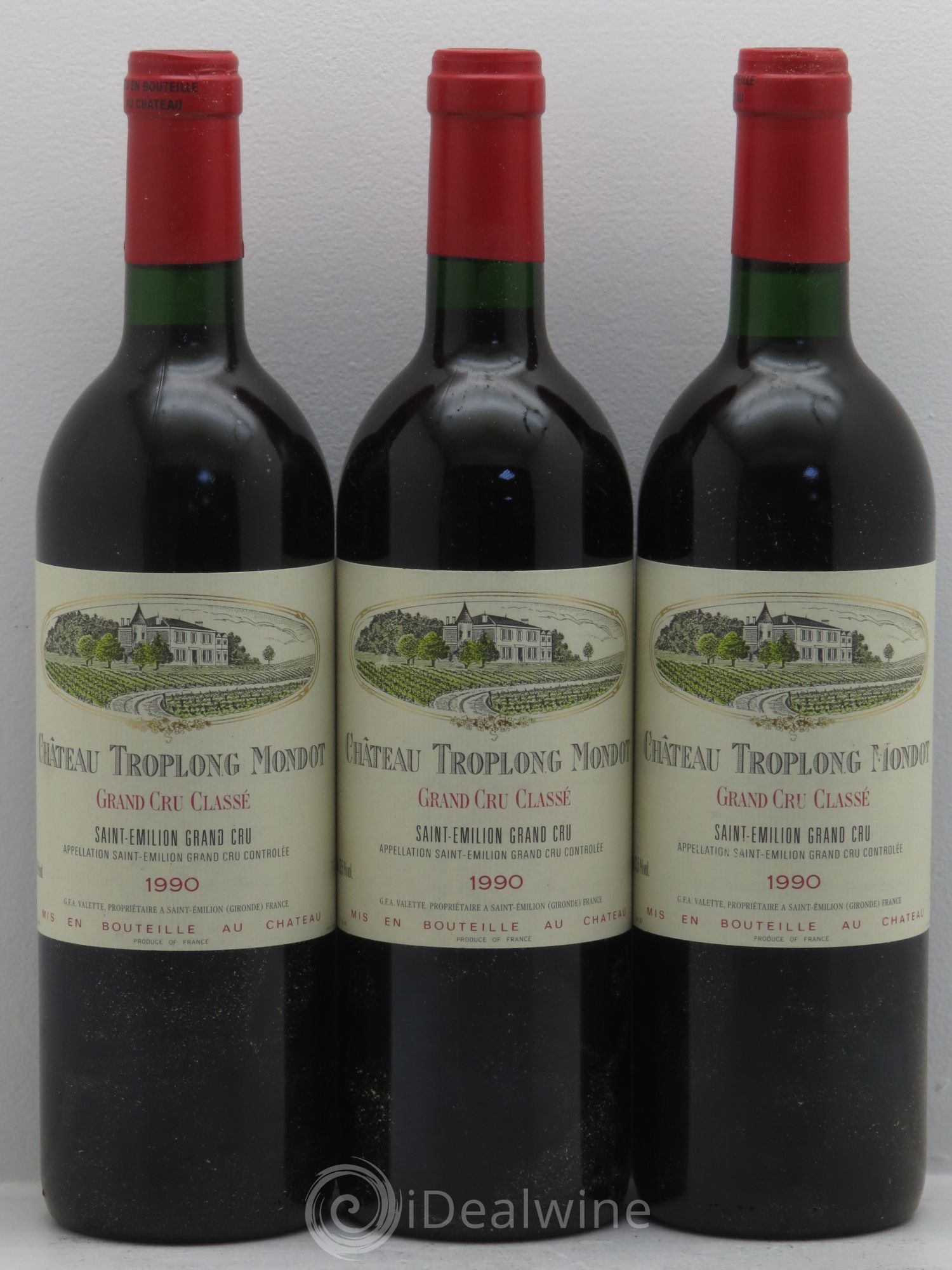 Château Troplong Mondot 1er Grand Cru Classé B 1990 - Lot de 3 bouteilles - 0