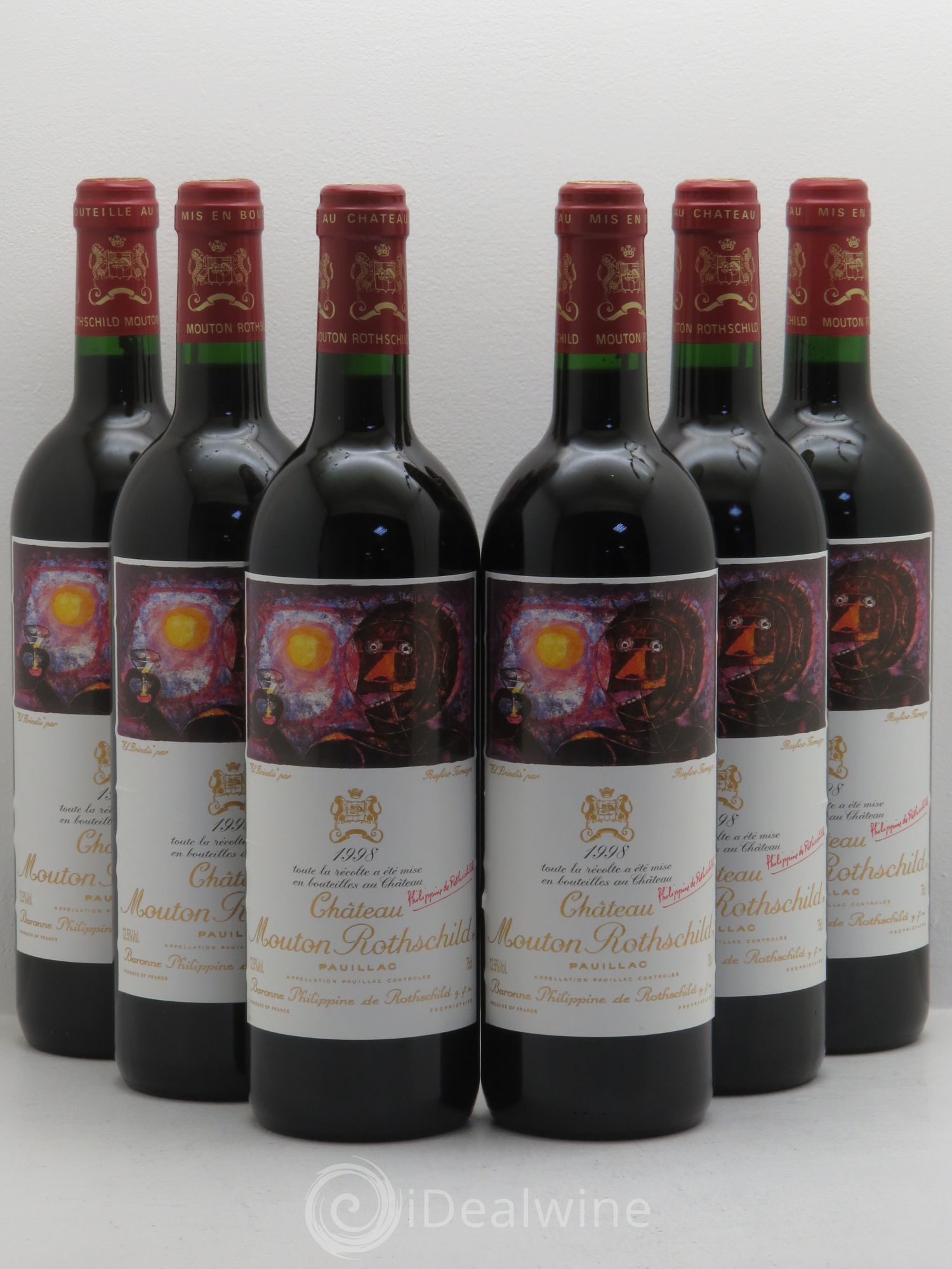 Château Mouton Rothschild 1er Grand Cru Classé 1998 - Lot de 6 bouteilles - 0