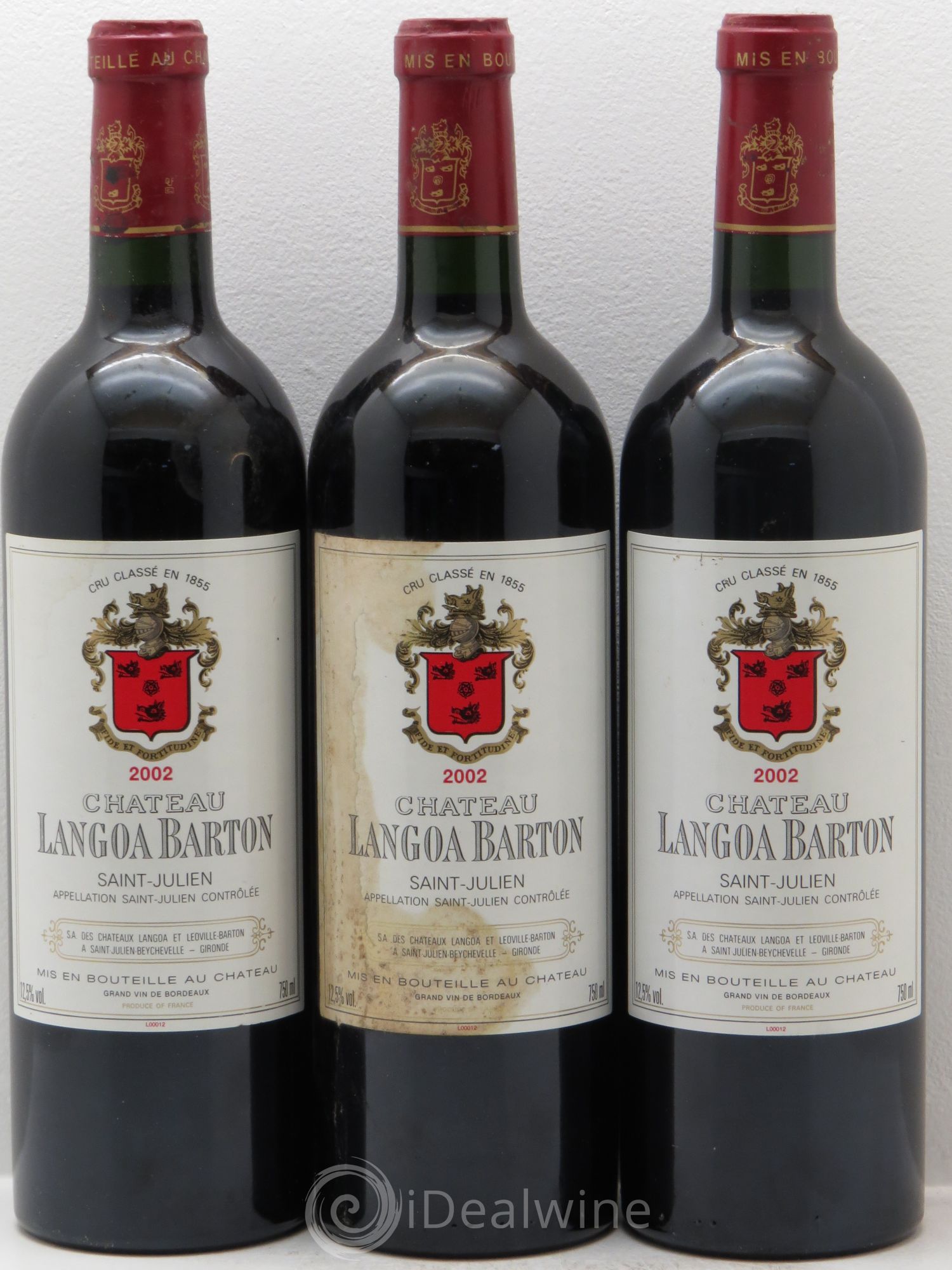 Château Langoa Barton 3ème Grand Cru Classé 2002 - Lot de 3 bouteilles - 0