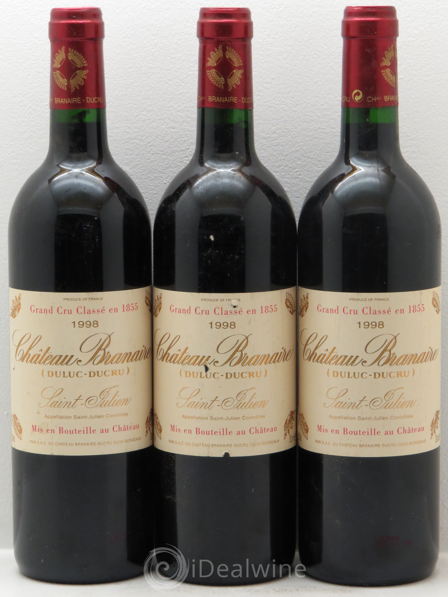 Château Branaire Ducru 4ème Grand Cru Classé 1998 - Lot de 3 bouteilles - 0