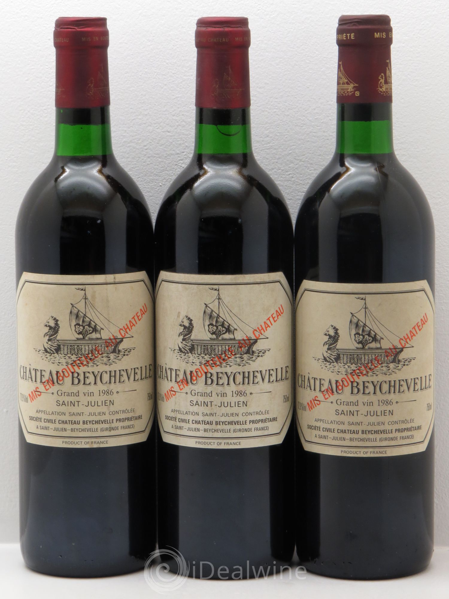Château Beychevelle 4ème Grand Cru Classé 1986 - Lot de 3 bouteilles - 0