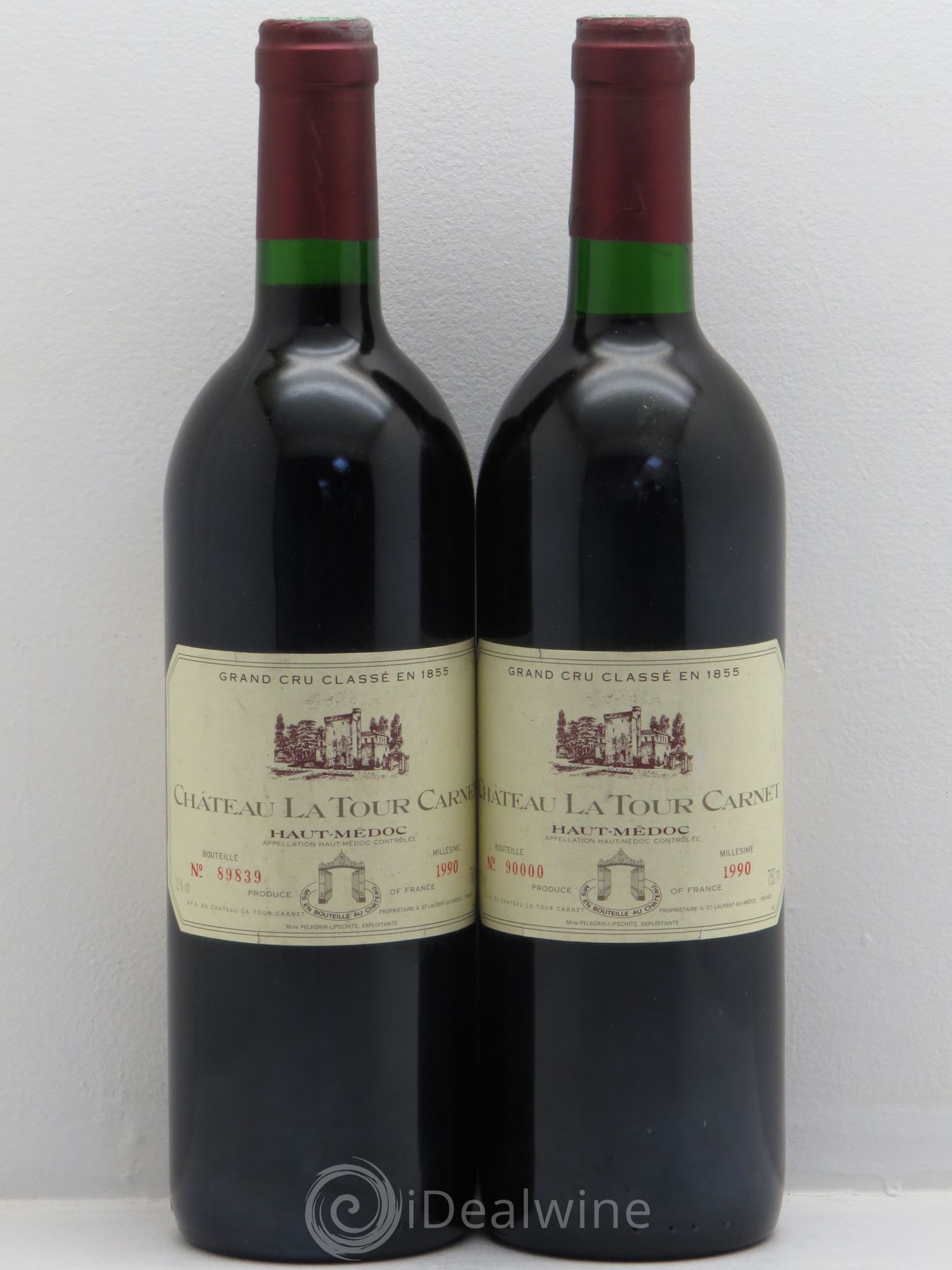 Château la Tour Carnet 4ème Grand Cru Classé 1990 - Lot de 2 bouteilles - 0