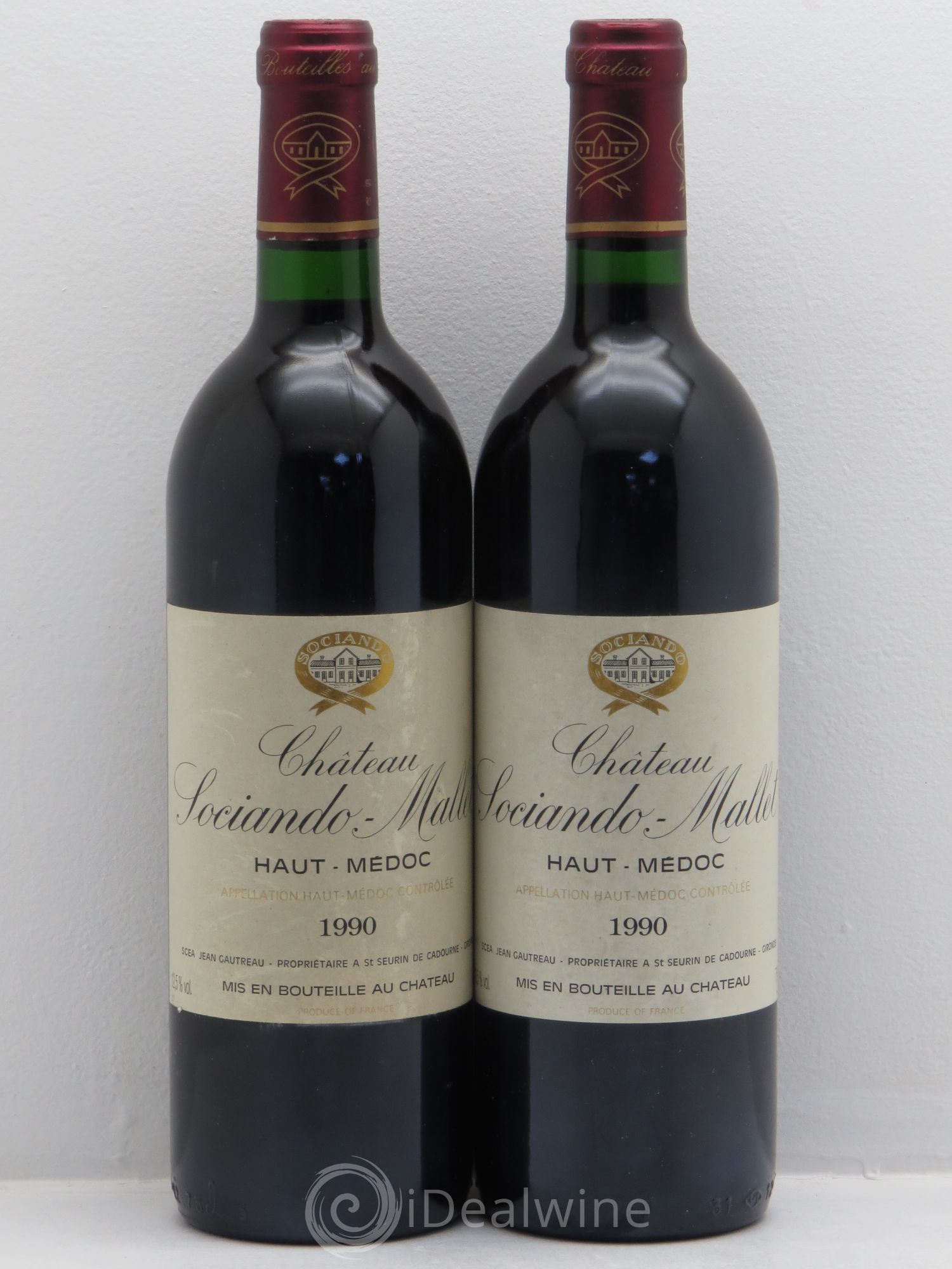 Château Sociando Mallet 1990 - Lot de 2 bouteilles - 0