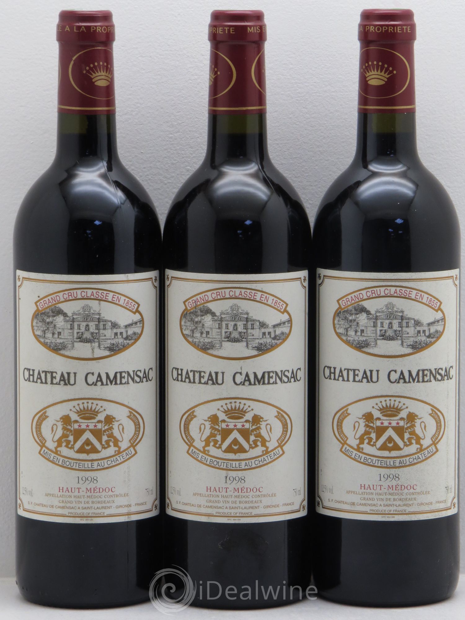 Château Camensac 5ème Grand Cru Classé 1998 - Lot de 3 bouteilles - 0