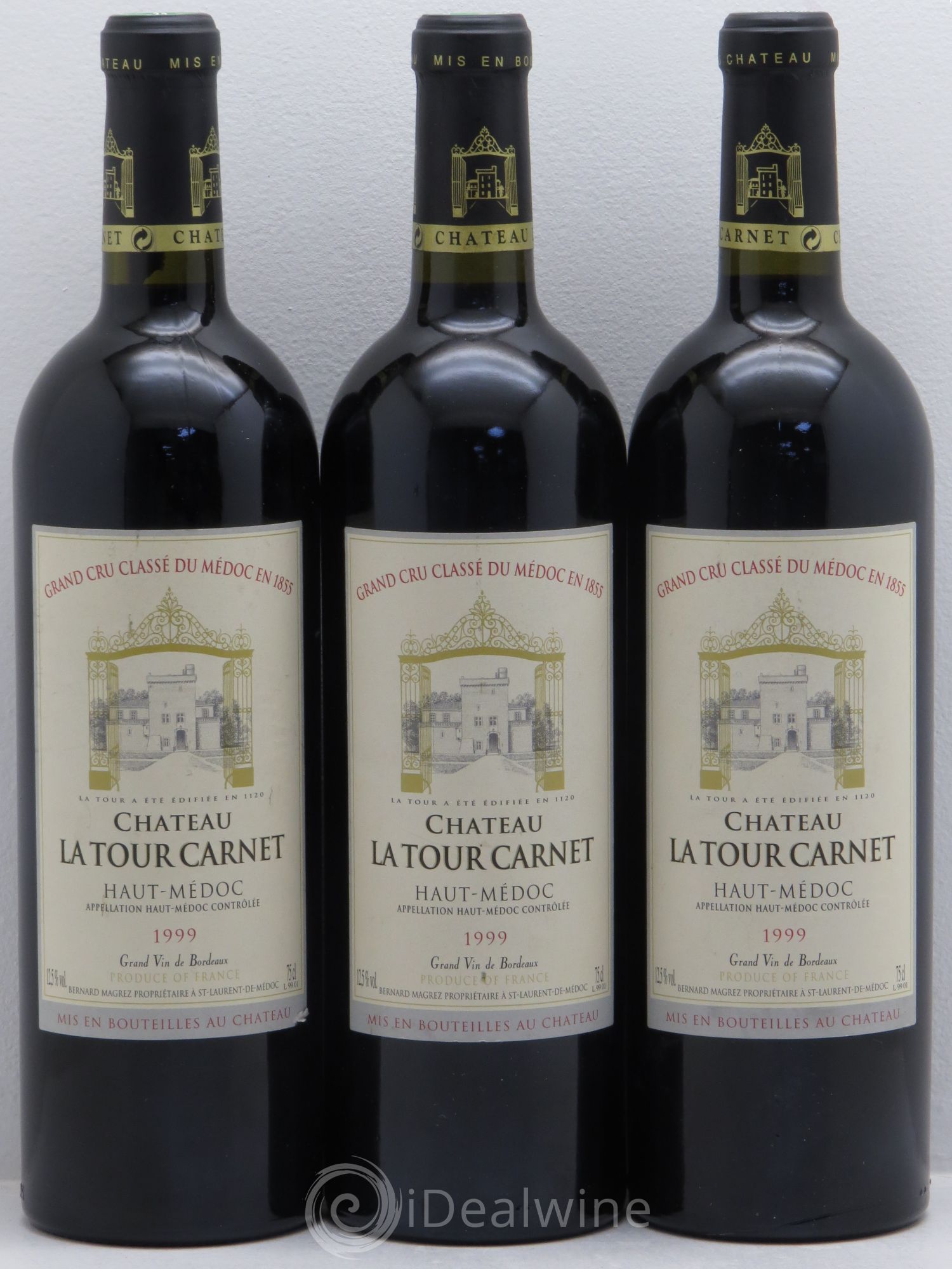 Château la Tour Carnet 4ème Grand Cru Classé 1999 - Lot de 3 bouteilles - 0