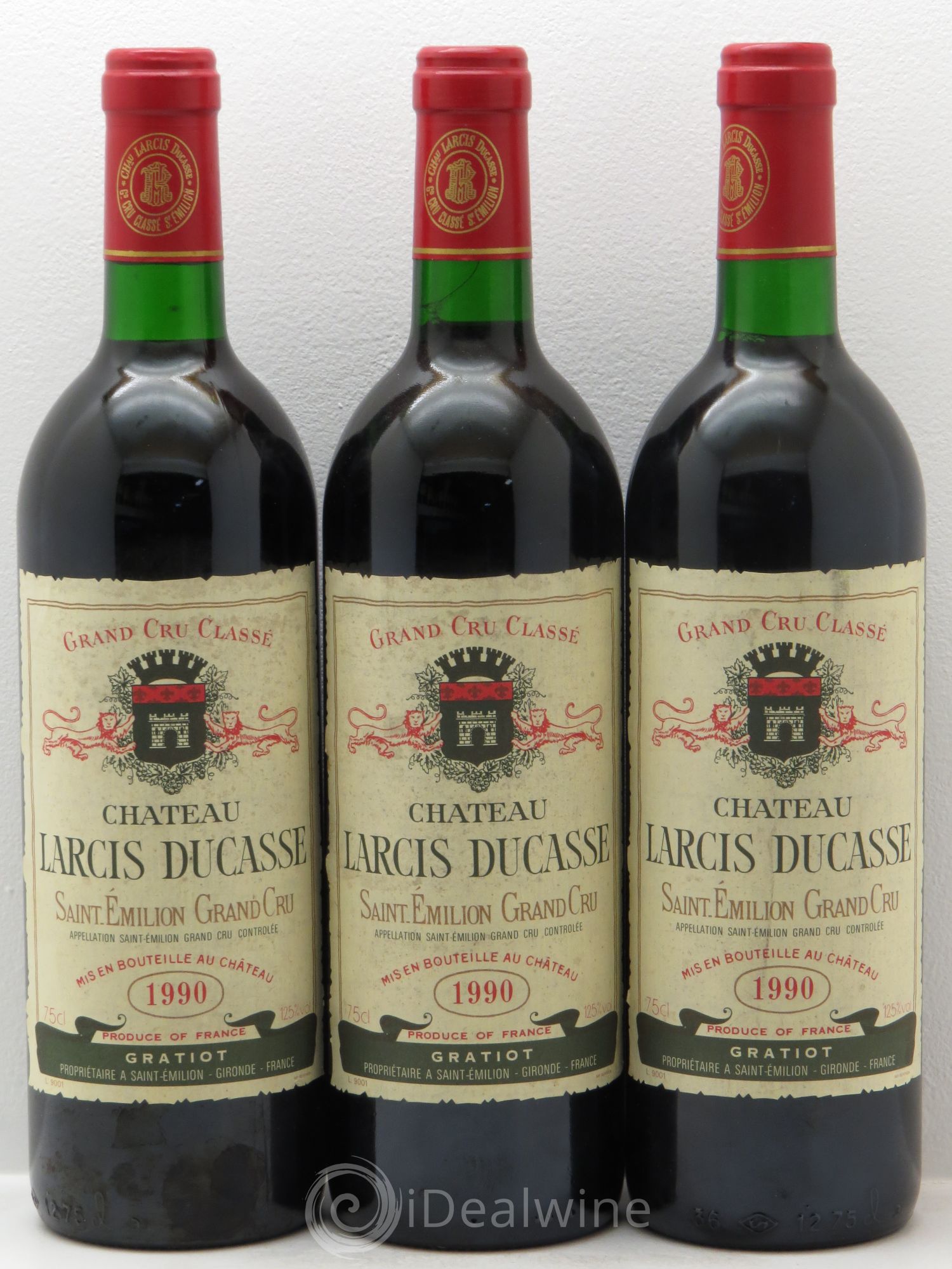 Château Larcis Ducasse 1er Grand Cru Classé B 1990 - Lot de 3 bouteilles - 0