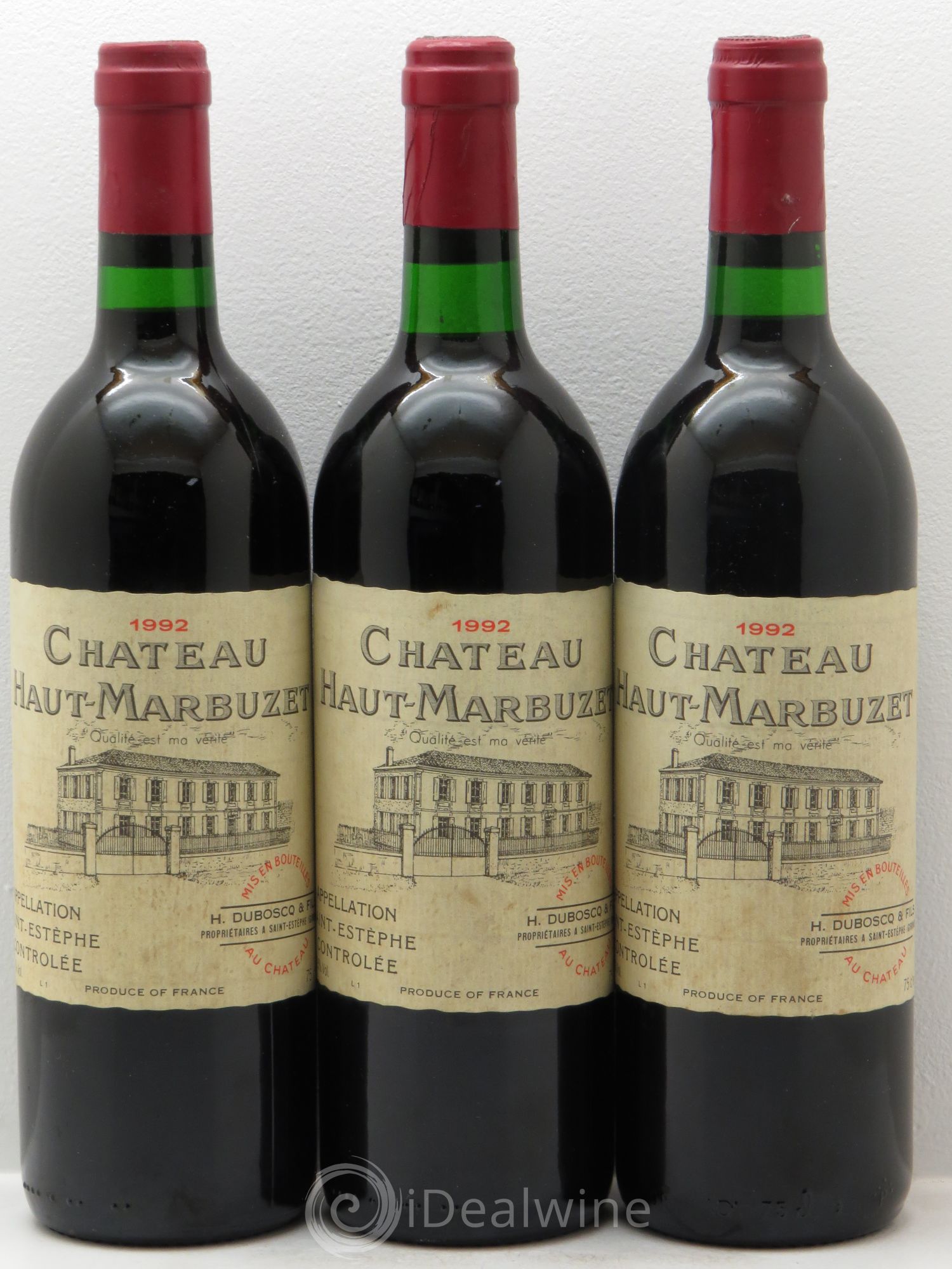 Château Haut Marbuzet 1992 - Lot de 3 bouteilles - 0