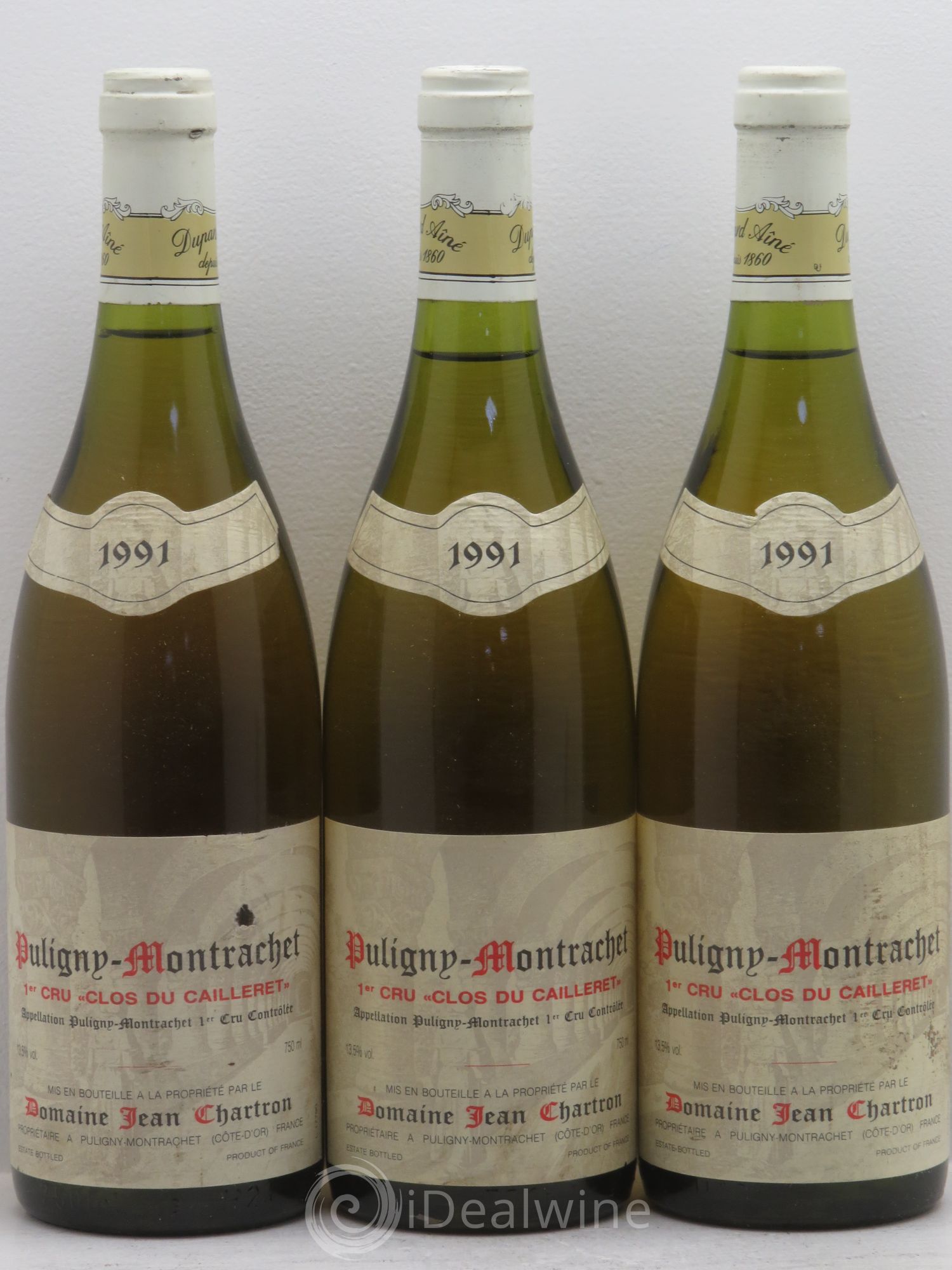 Puligny-Montrachet 1er Cru Clos du cailleret Jean Chartron (Domaine) 1991 - Lot de 3 bouteilles - 0