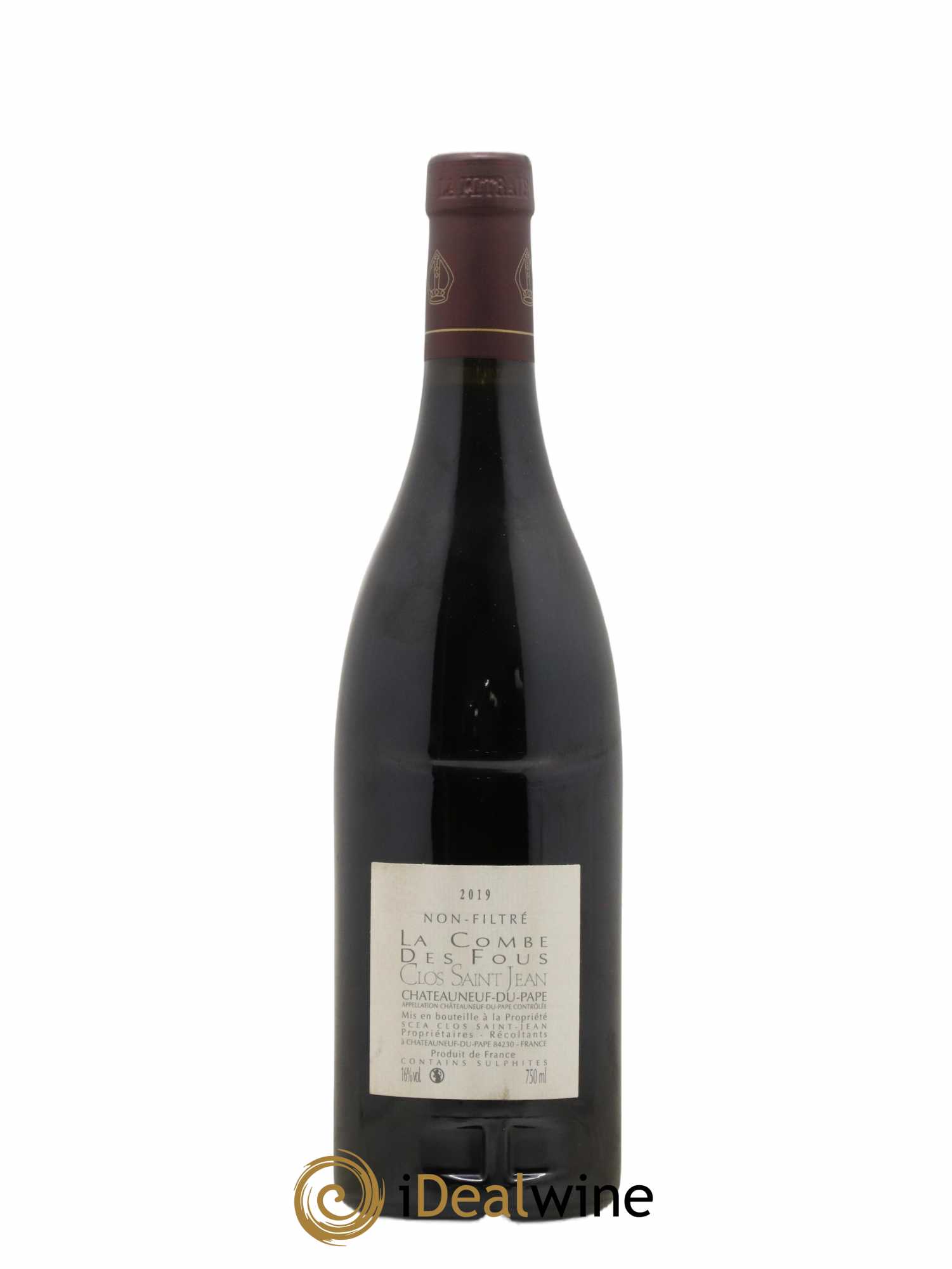 Châteauneuf-du-Pape Clos Saint-Jean La Combe des Fous Pascal et Vincent Maurel 2019 - Lot de 1 bouteille - 1