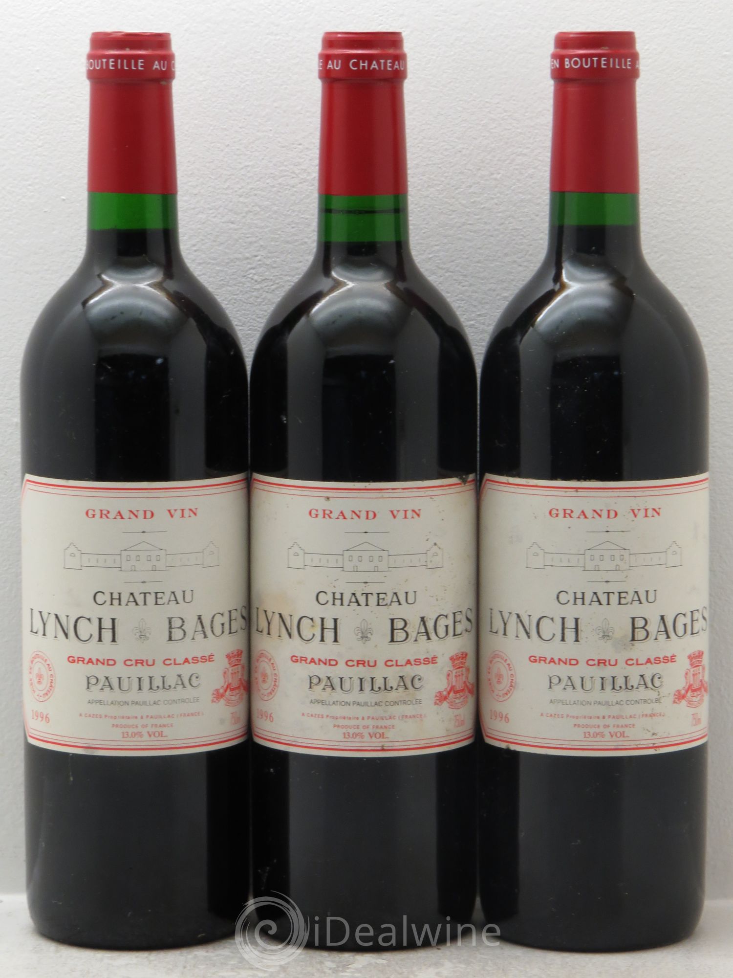 Château Lynch Bages 5ème Grand Cru Classé 1996 - Lot de 3 bouteilles - 0