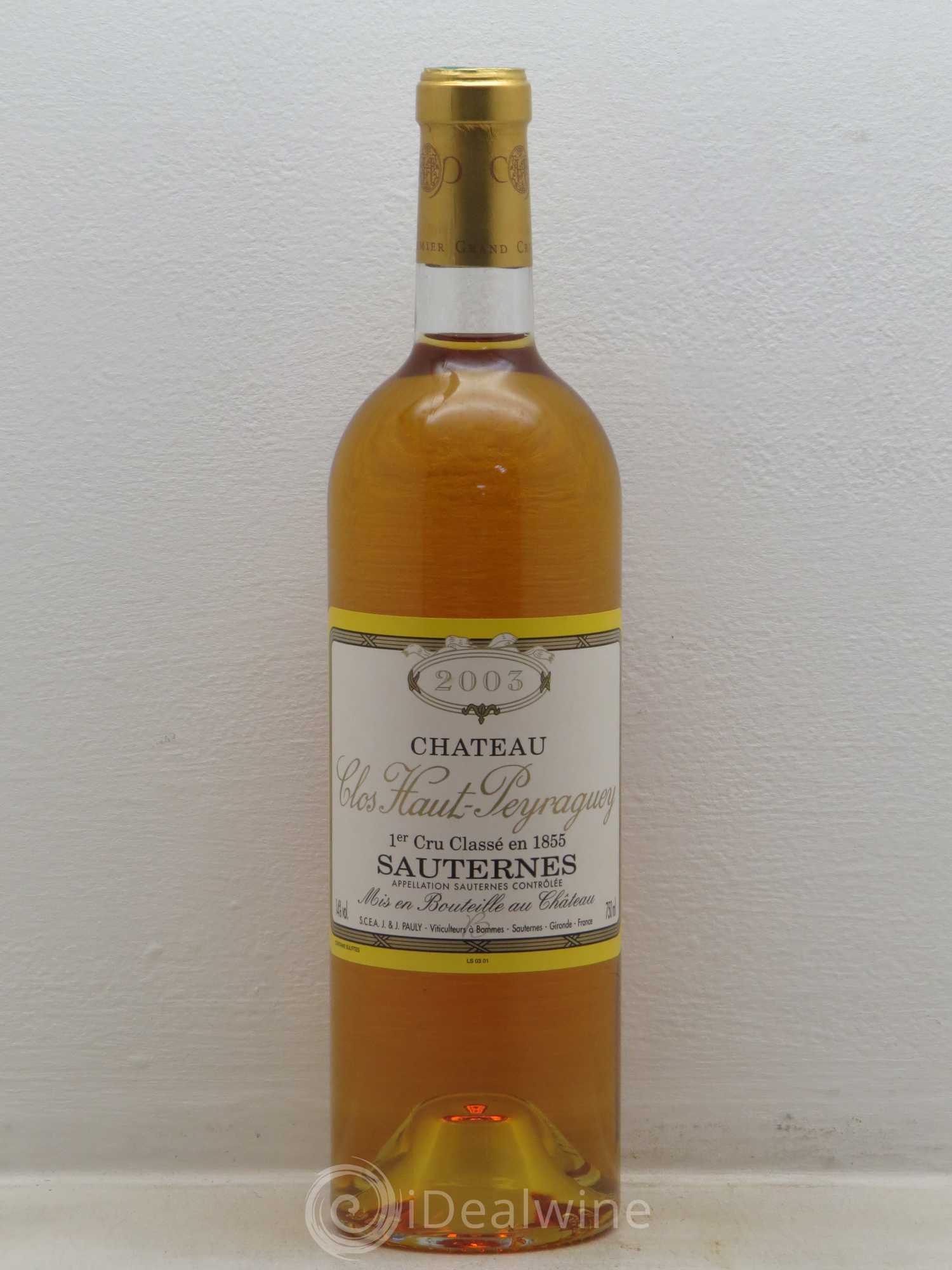 Clos Haut-Peyraguey 1er Grand Cru Classé 2003 - Lotto di 1 bottiglia - 0
