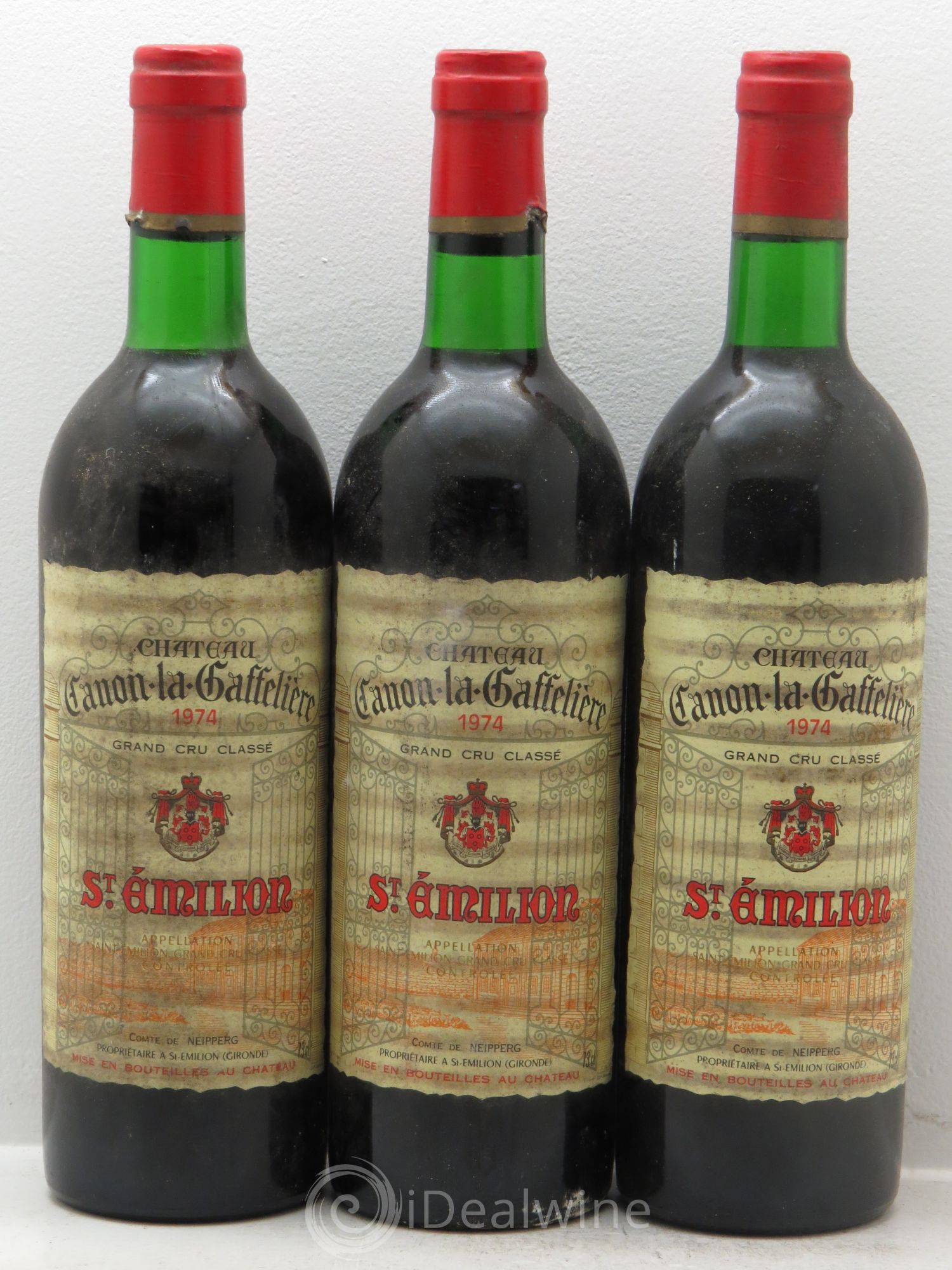 Château Canon la Gaffelière 1er Grand Cru Classé B 1974 - Lot de 3 bouteilles - 0