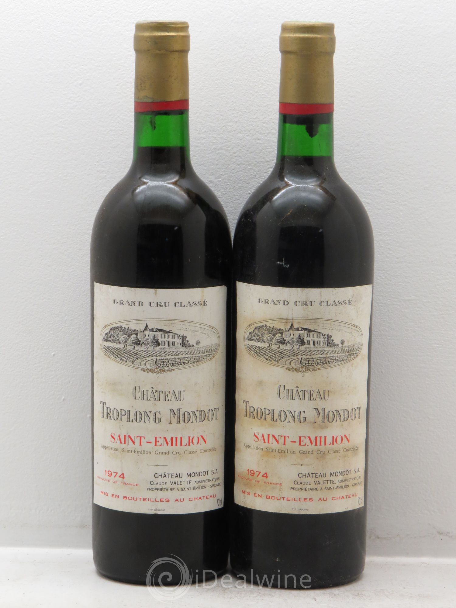 Château Troplong Mondot 1er Grand Cru Classé B 1974 - Lot de 2 bouteilles - 0