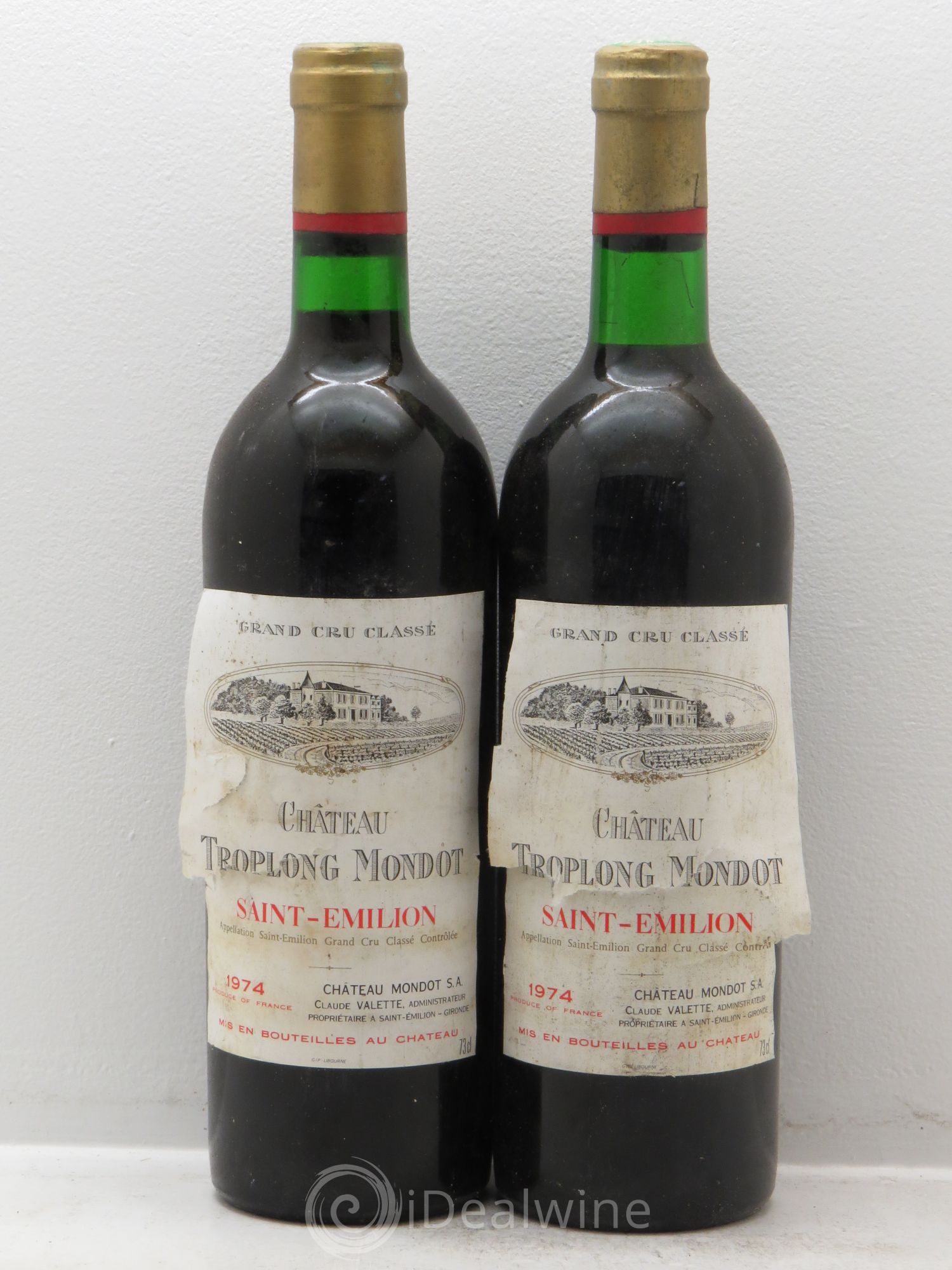 Château Troplong Mondot 1er Grand Cru Classé B 1974 - Lot de 2 bouteilles - 0