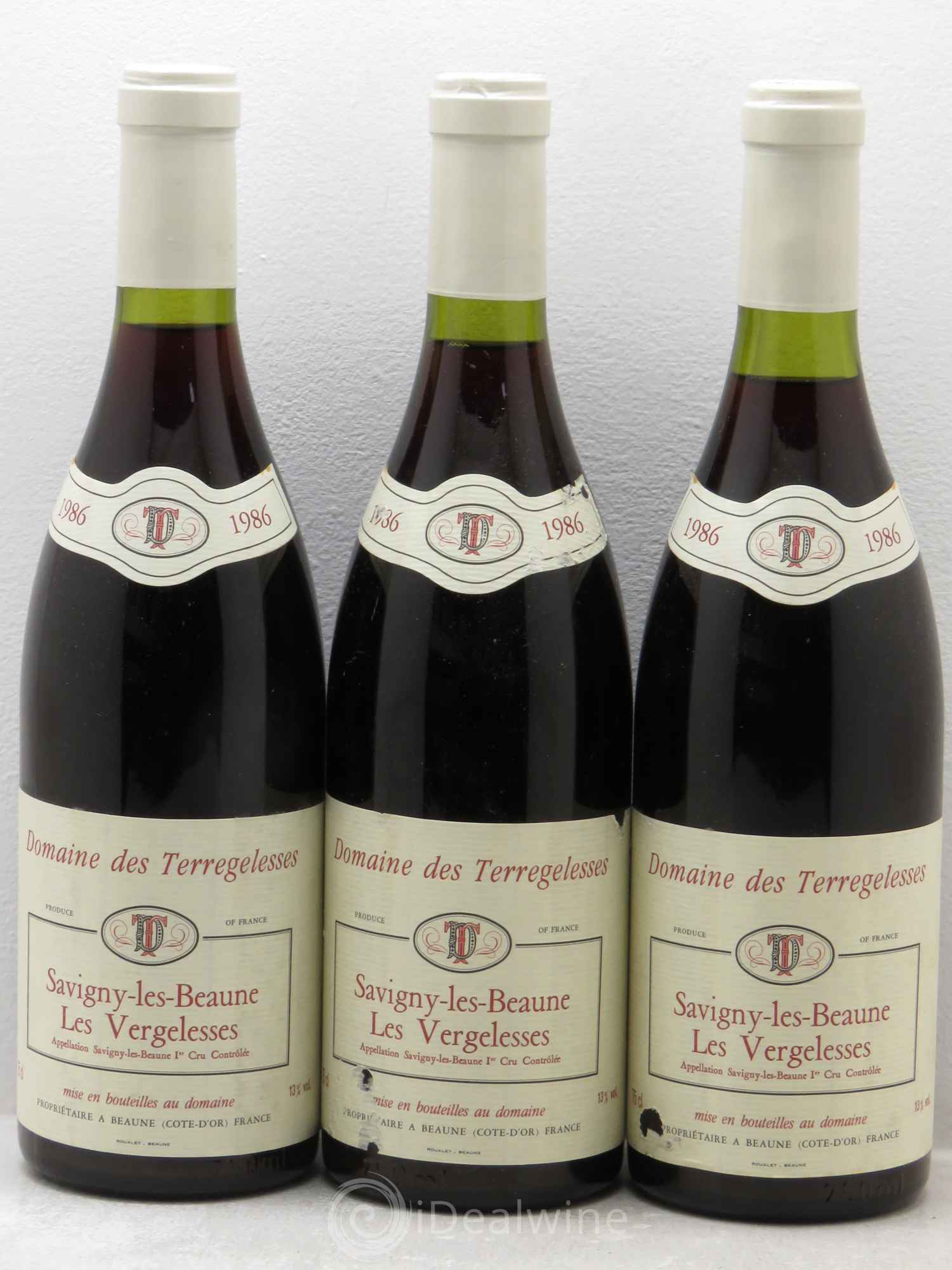 Savigny-lès-Beaune 1er Cru Les Vergelesses Domaine des Terregelesses 1986 - Posten von 3 Flaschen - 0