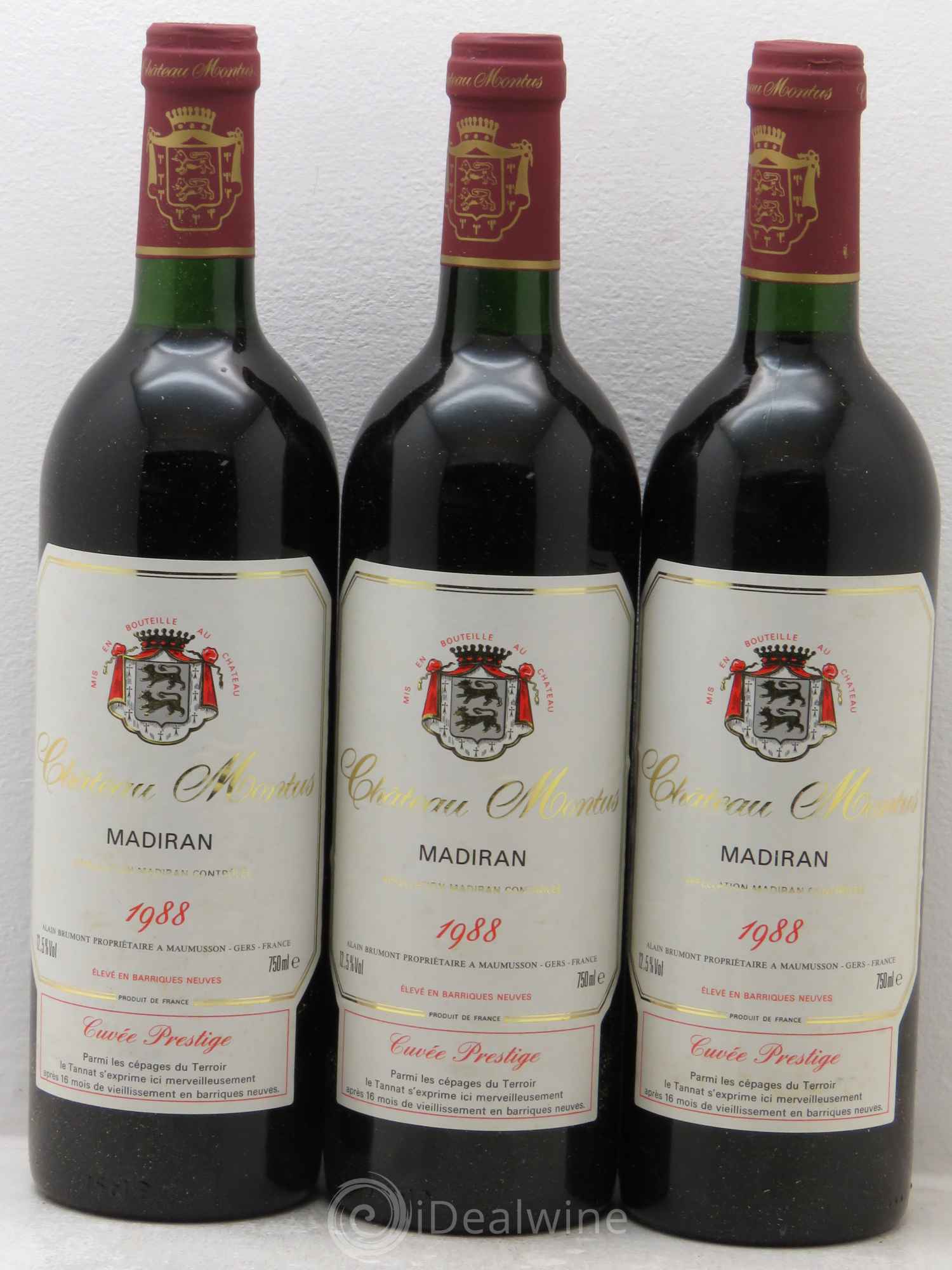 Madiran Château Montus Alain Brumont Prestige 1988 - Lot de 3 bouteilles - 0