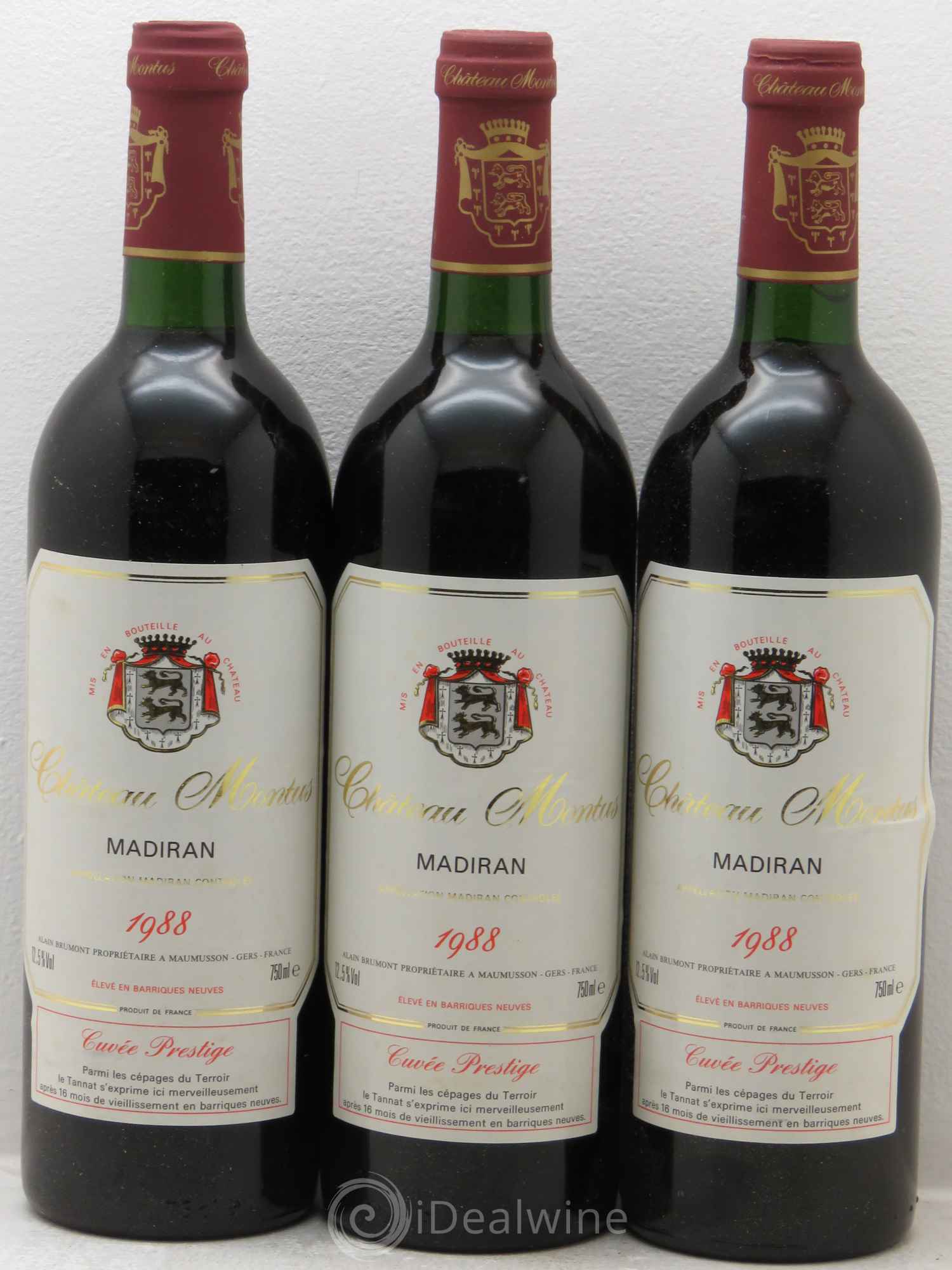 Madiran Château Montus Alain Brumont Prestige 1988 - Lot de 3 bouteilles - 0
