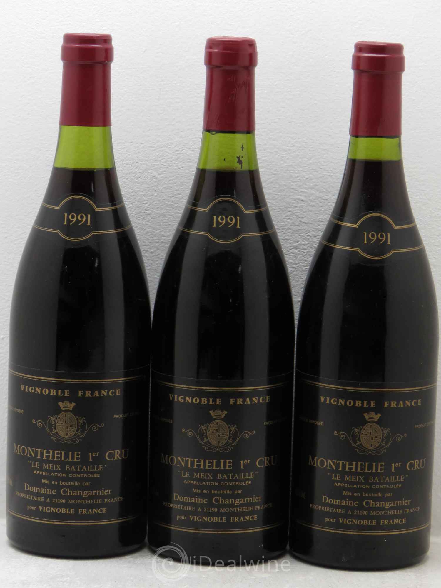Monthélie 1er Cru 1991 - Lot de 3 bouteilles - 0