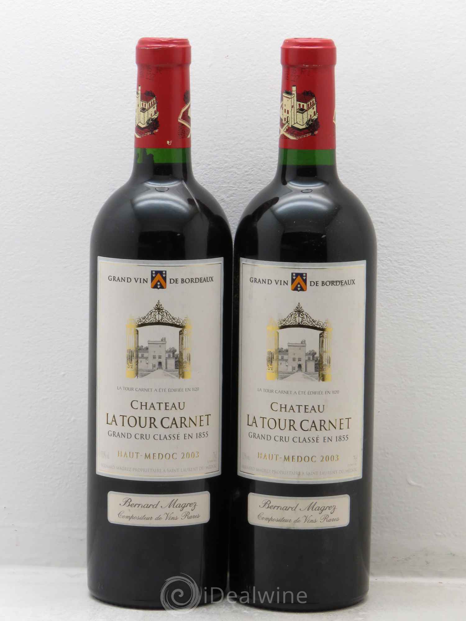 Château la Tour Carnet 4ème Grand Cru Classé 2003 - Lot de 2 bouteilles - 0