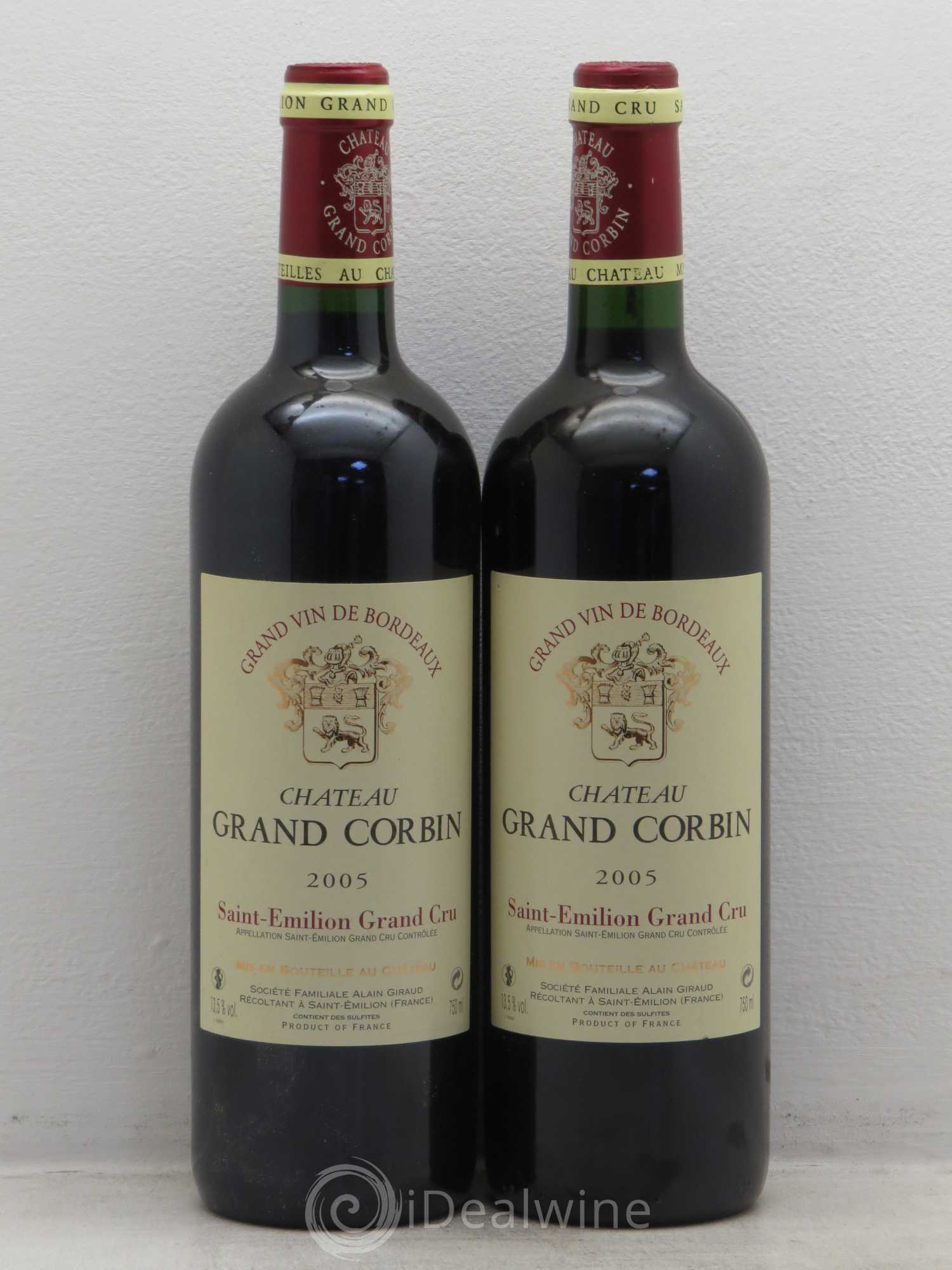 Château Grand Corbin Grand Cru Classé 2005 - Lot de 2 bouteilles - 0