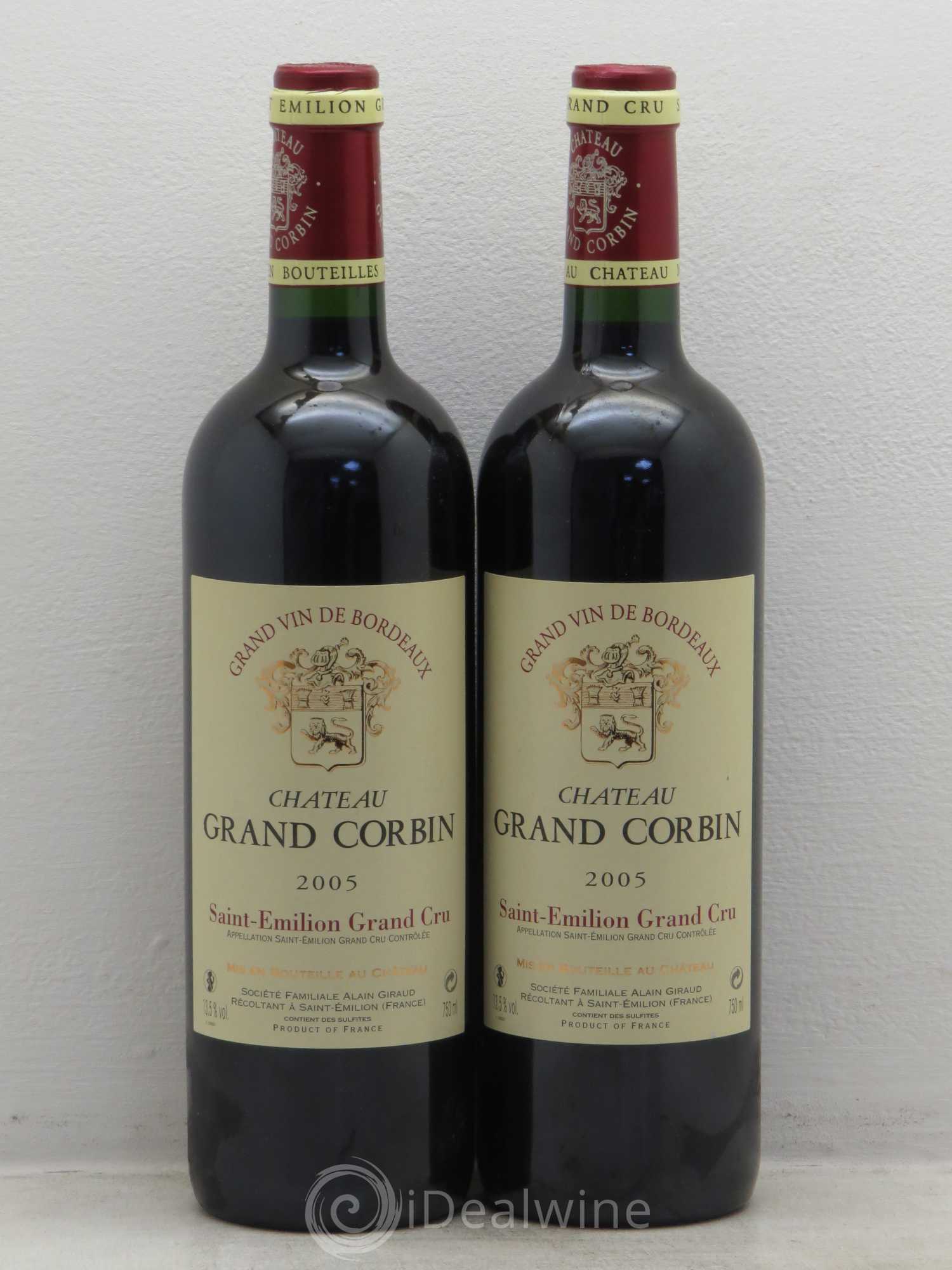 Château Grand Corbin Grand Cru Classé 2005 - Lot de 2 bouteilles - 0