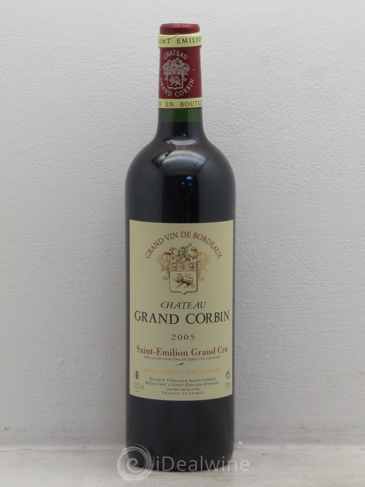 Château Grand Corbin Grand Cru Classé 2005 - Lot de 1 bouteille - 0