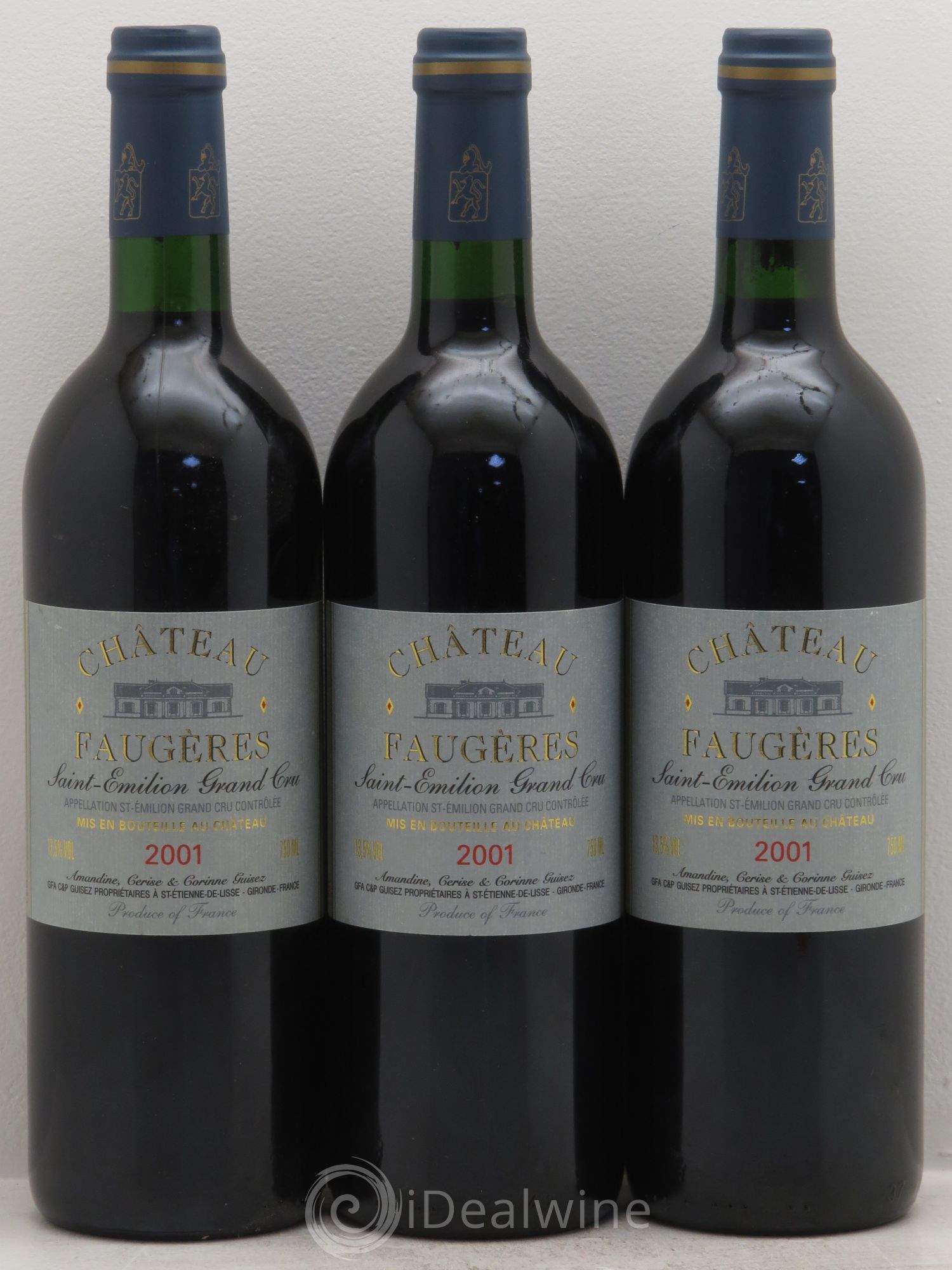 Château Faugères Grand Cru Classé 2001 - Lot de 3 bouteilles - 0