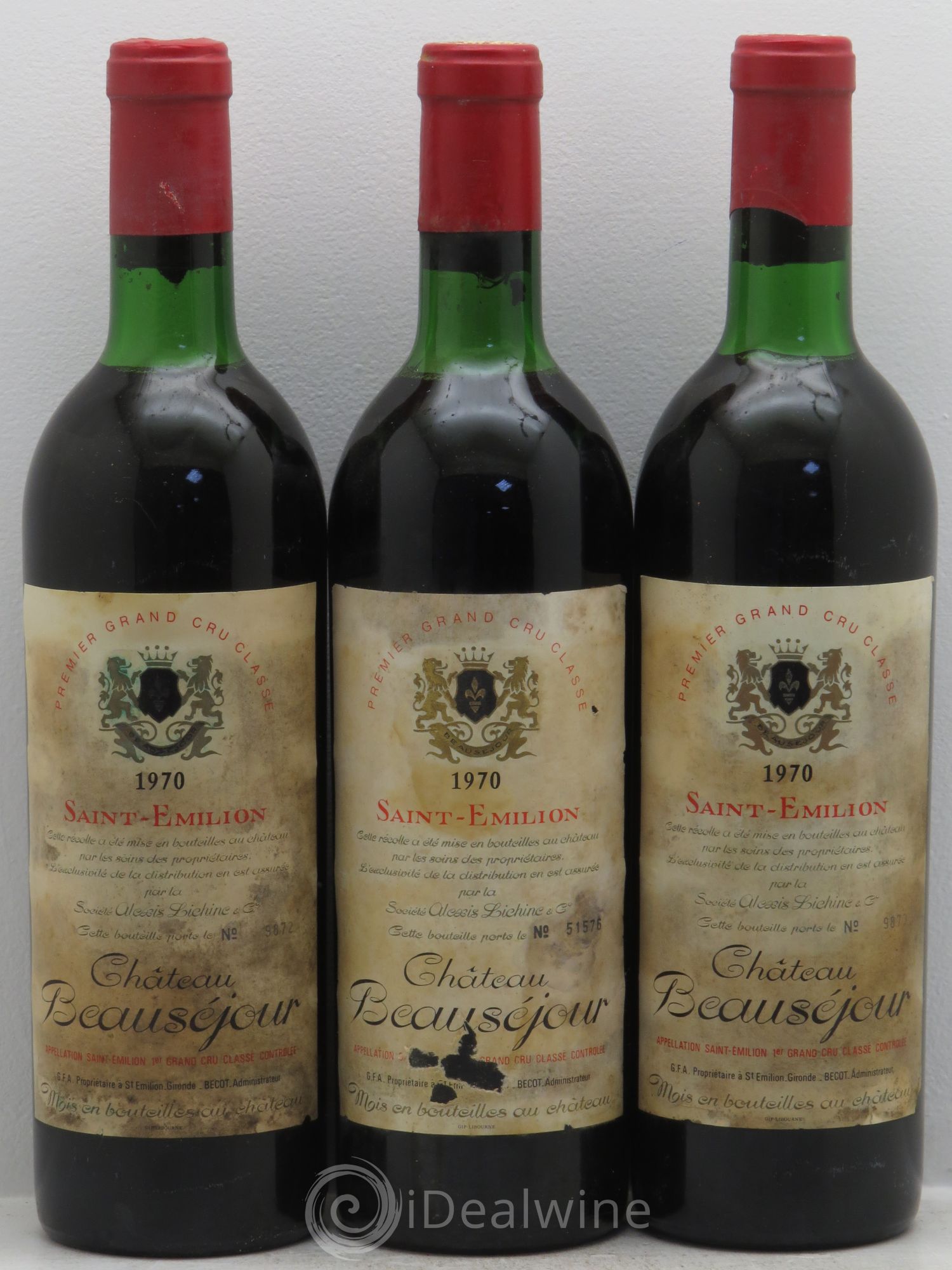 Château Beau-Séjour Bécot 1er Grand Cru Classé B 1970 - Lot de 3 bouteilles - 0