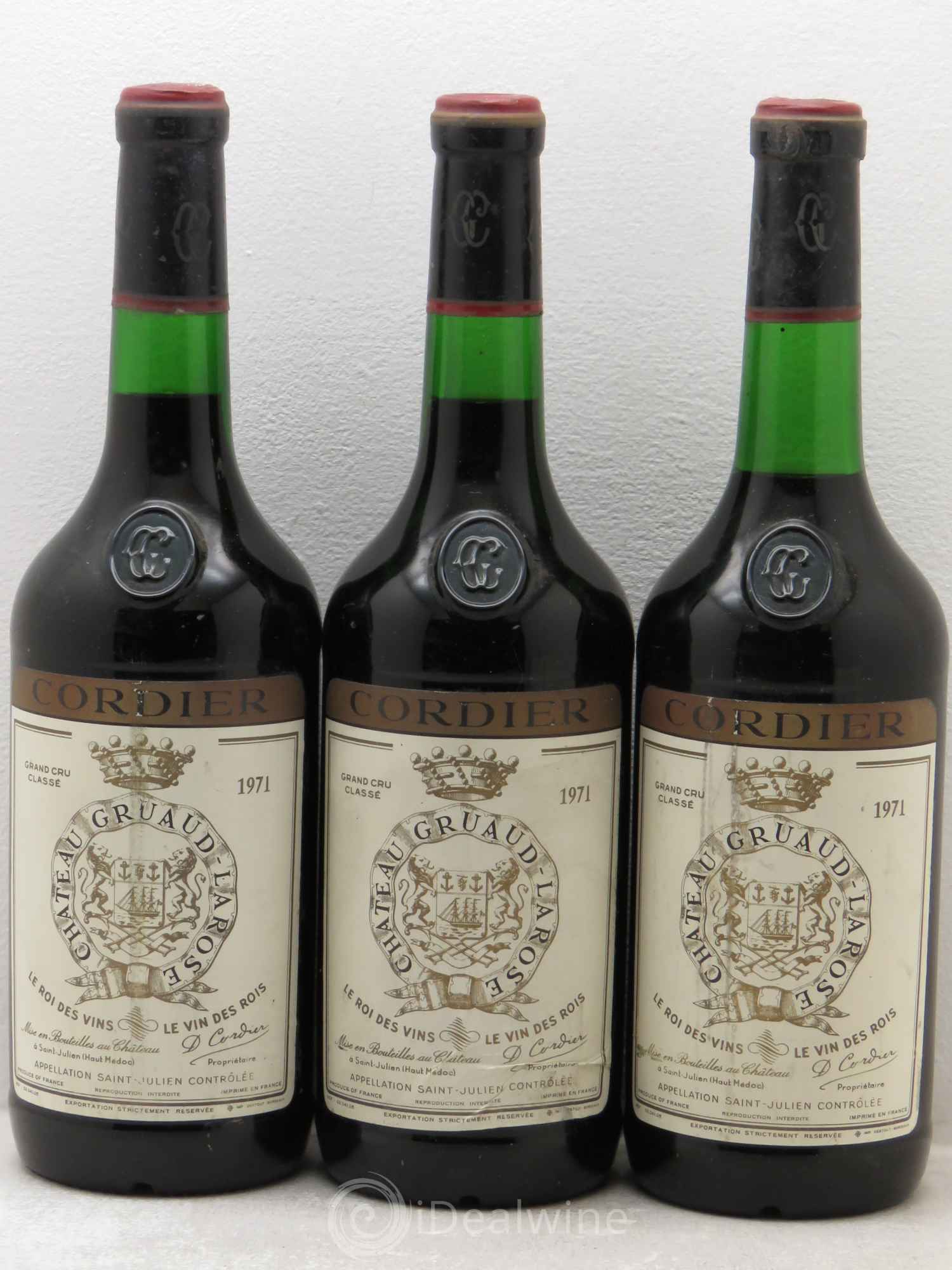 Château Gruaud Larose 2ème Grand Cru Classé 1971 - Lot de 3 bouteilles - 0